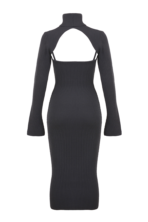 Charcoal Knit Midi Dress