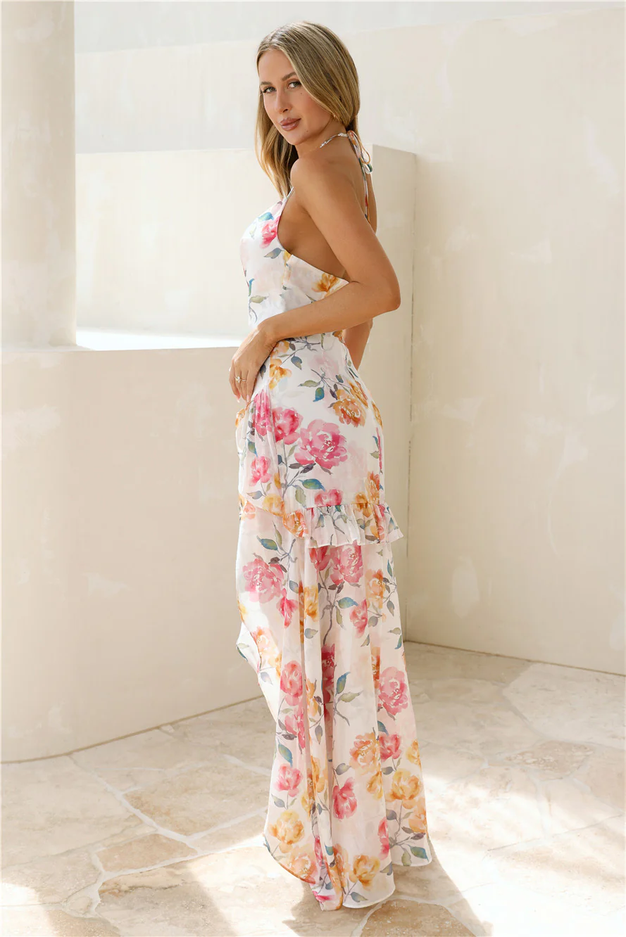 Pretty Mantra Halter Maxi Dress Floral