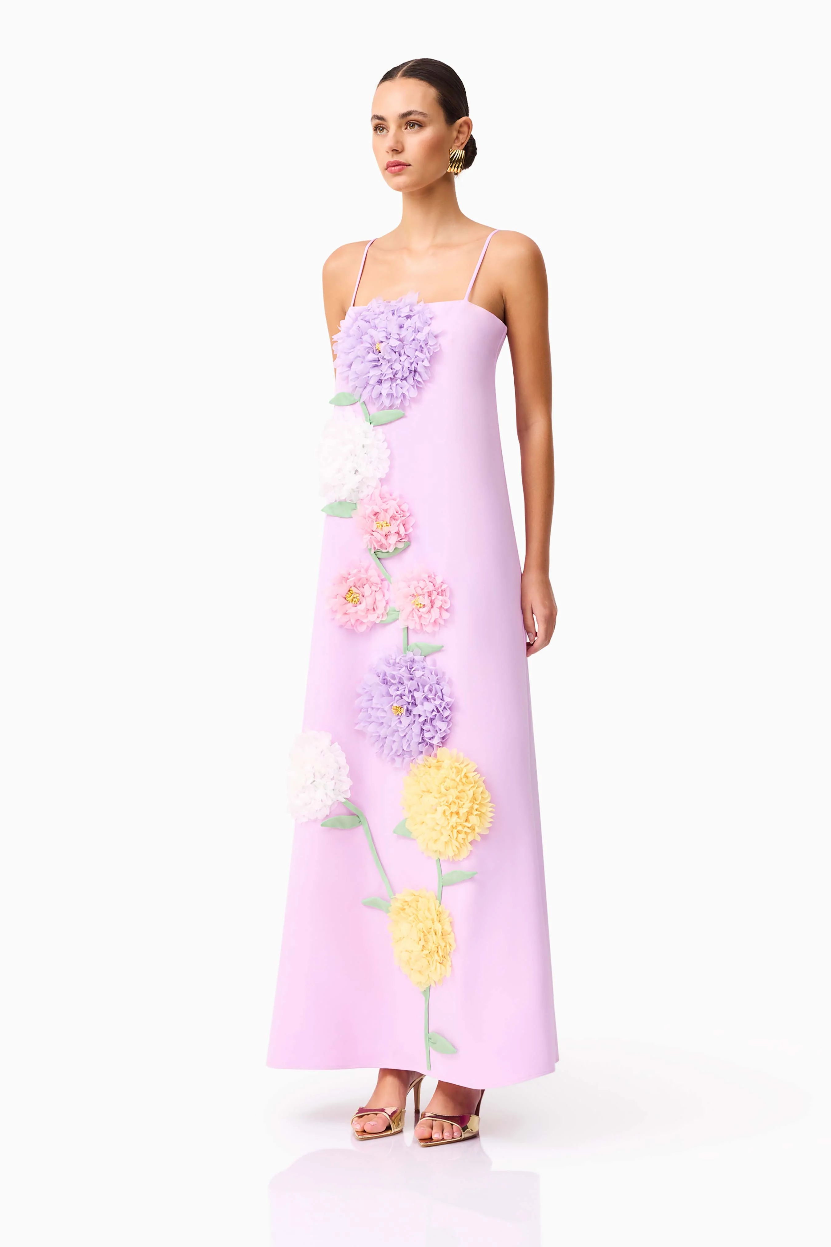 Buttercup Embroidered Maxi Dress in Purple