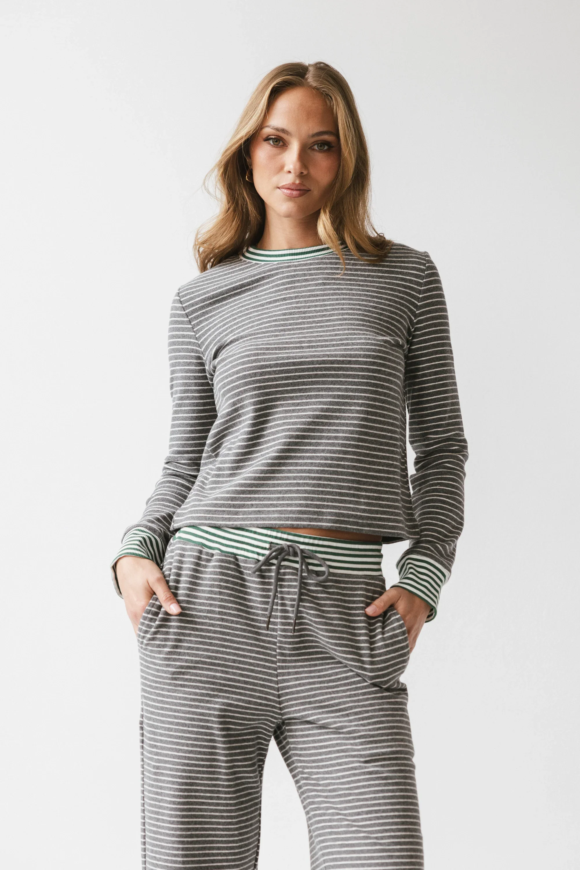 April Striped Top in Grey