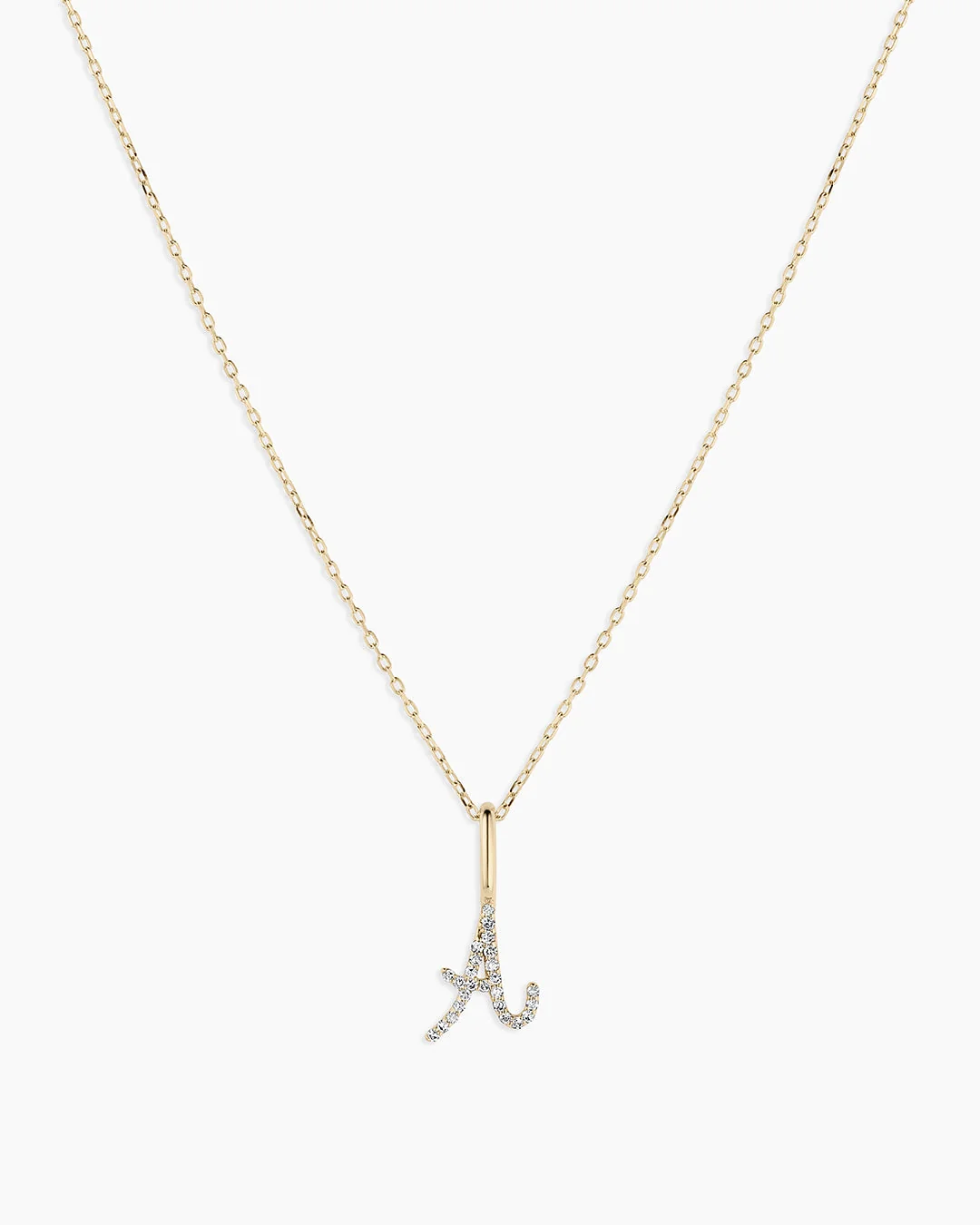 14K Diamond Script Alphabet Charm Necklace