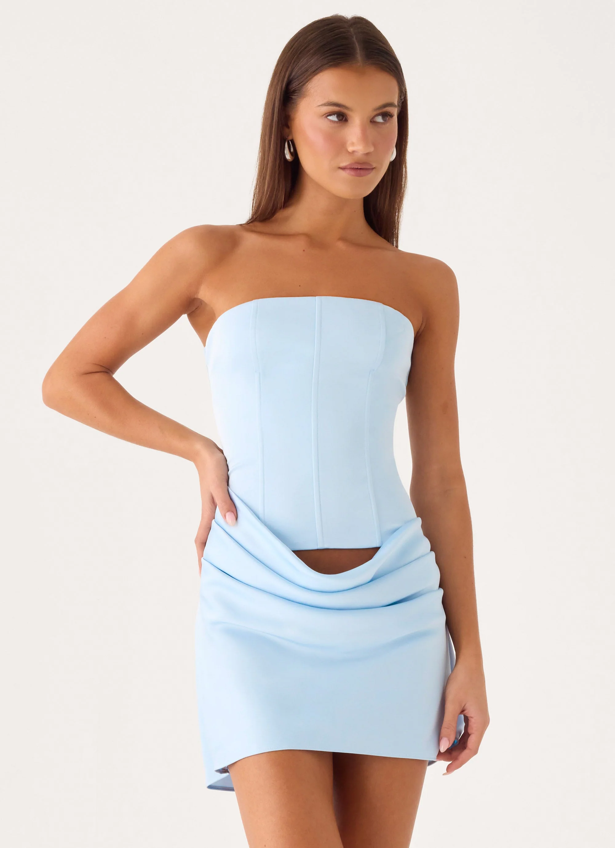 Alva Strapless Mini Dress - Blue - luluinthesky