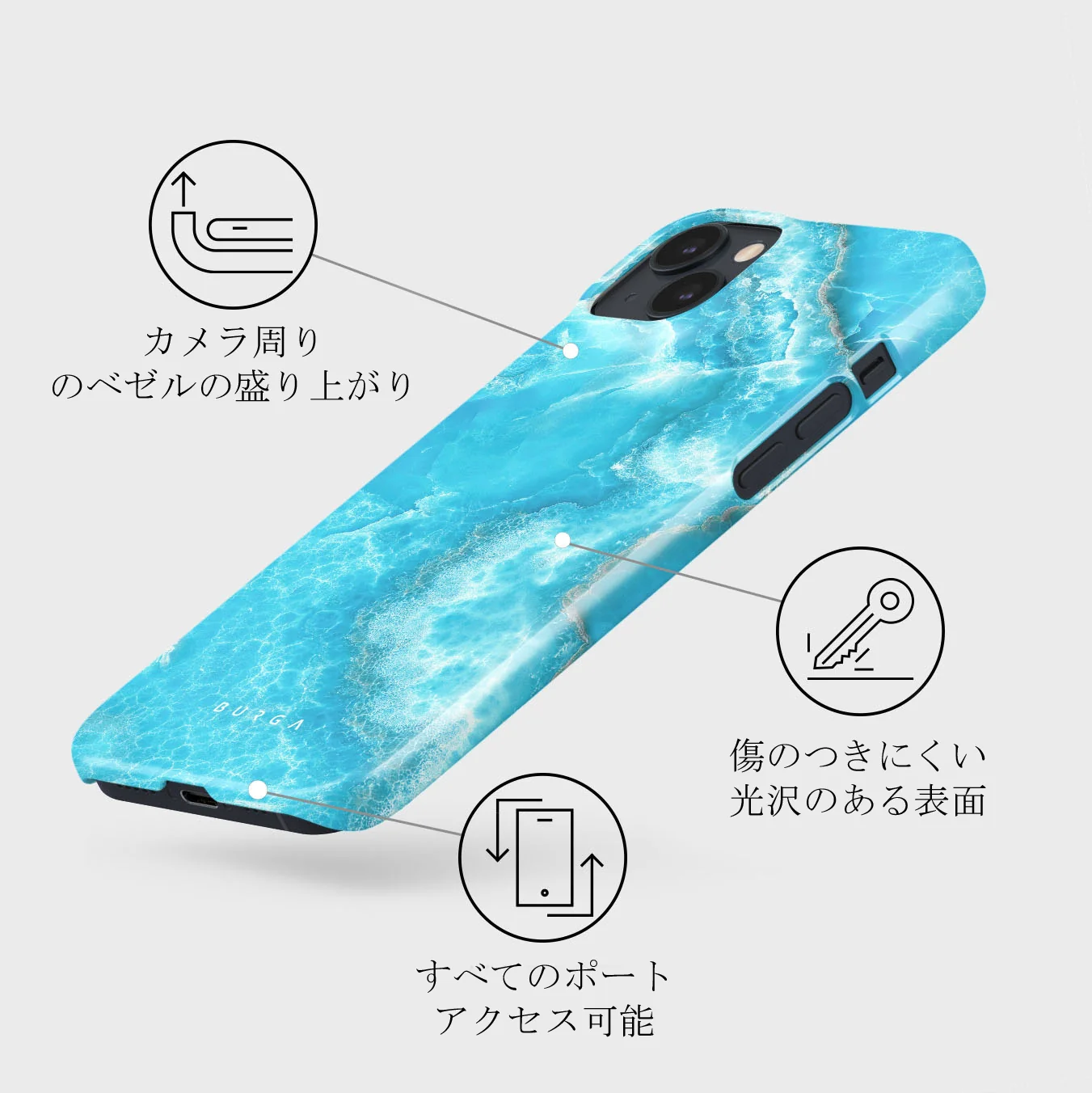 Ocean Waves - Blue iPhone 13 Mini ケース