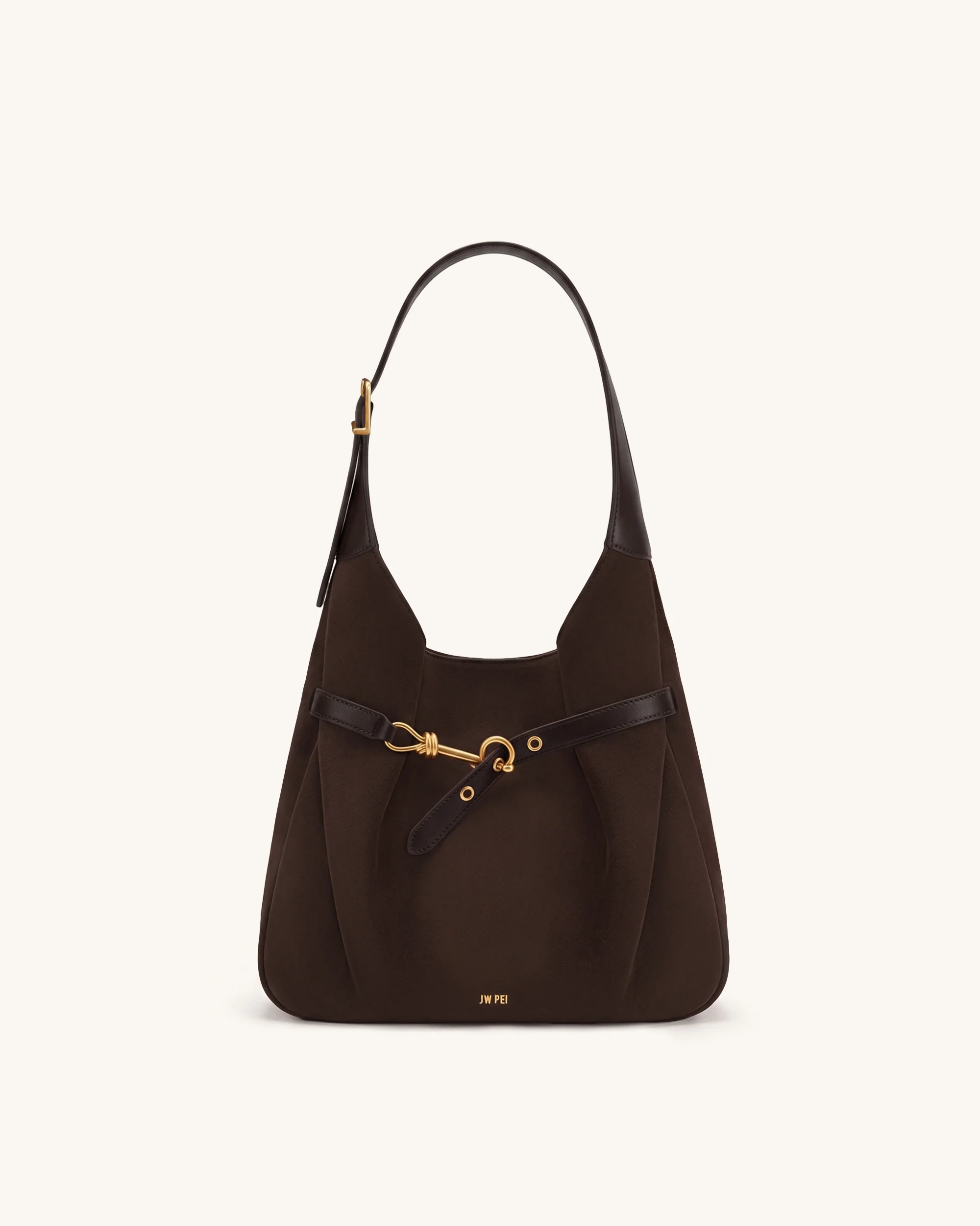 Alina Faux Suede Hobo Bag - Chocolate Brown