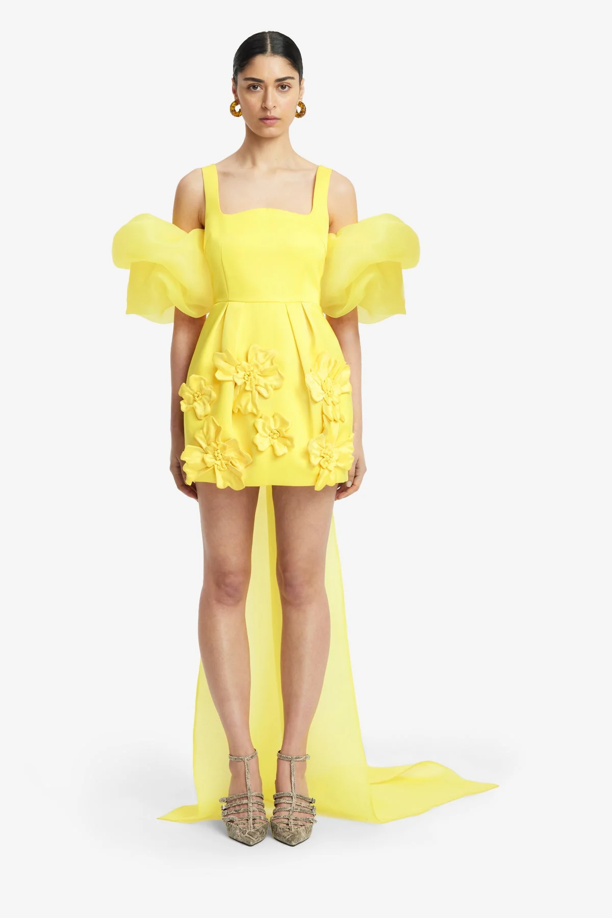 Leonora Organza Puff Sleeve Cape - Sunshine
