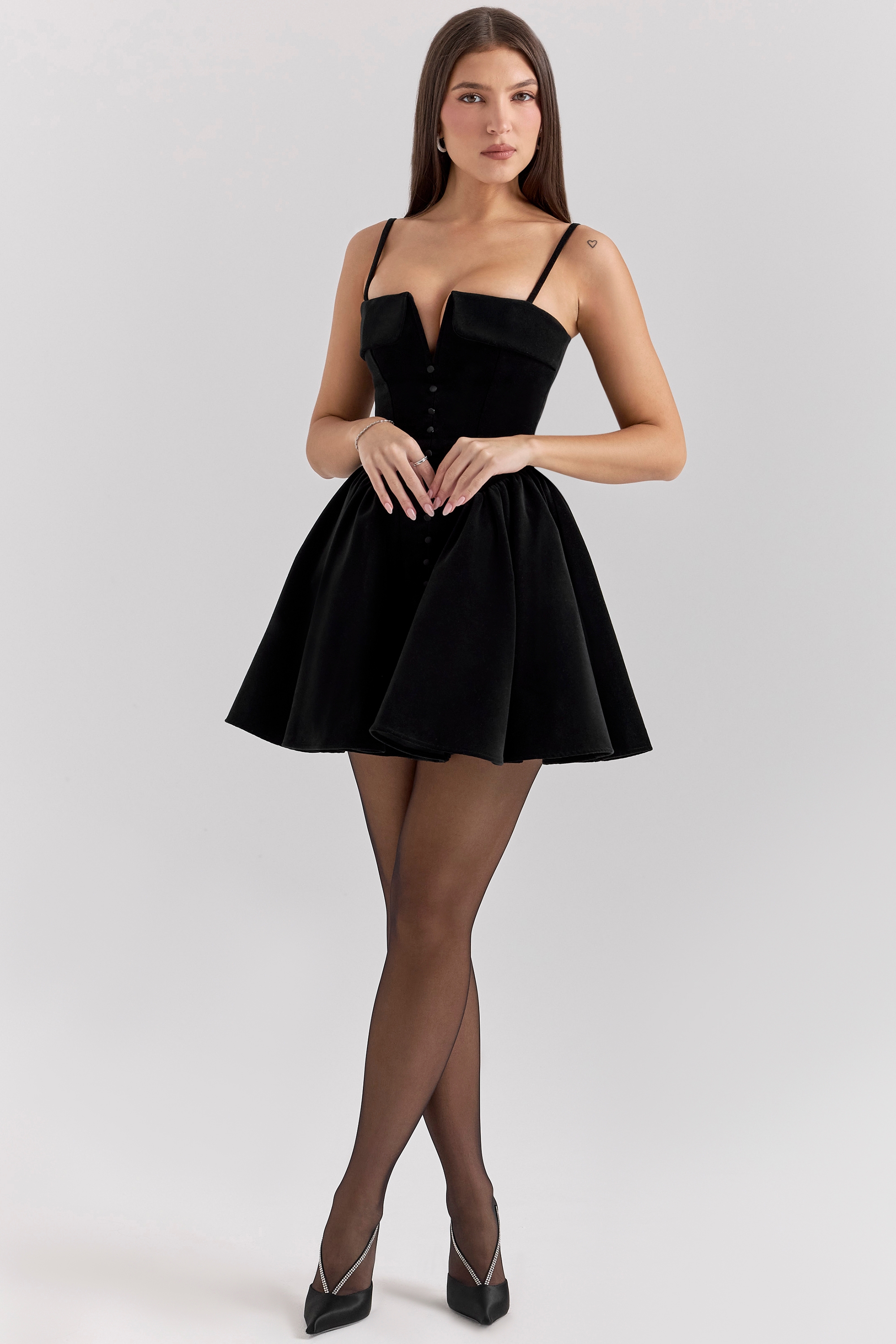 Black Velvet Tulle Mini Dress