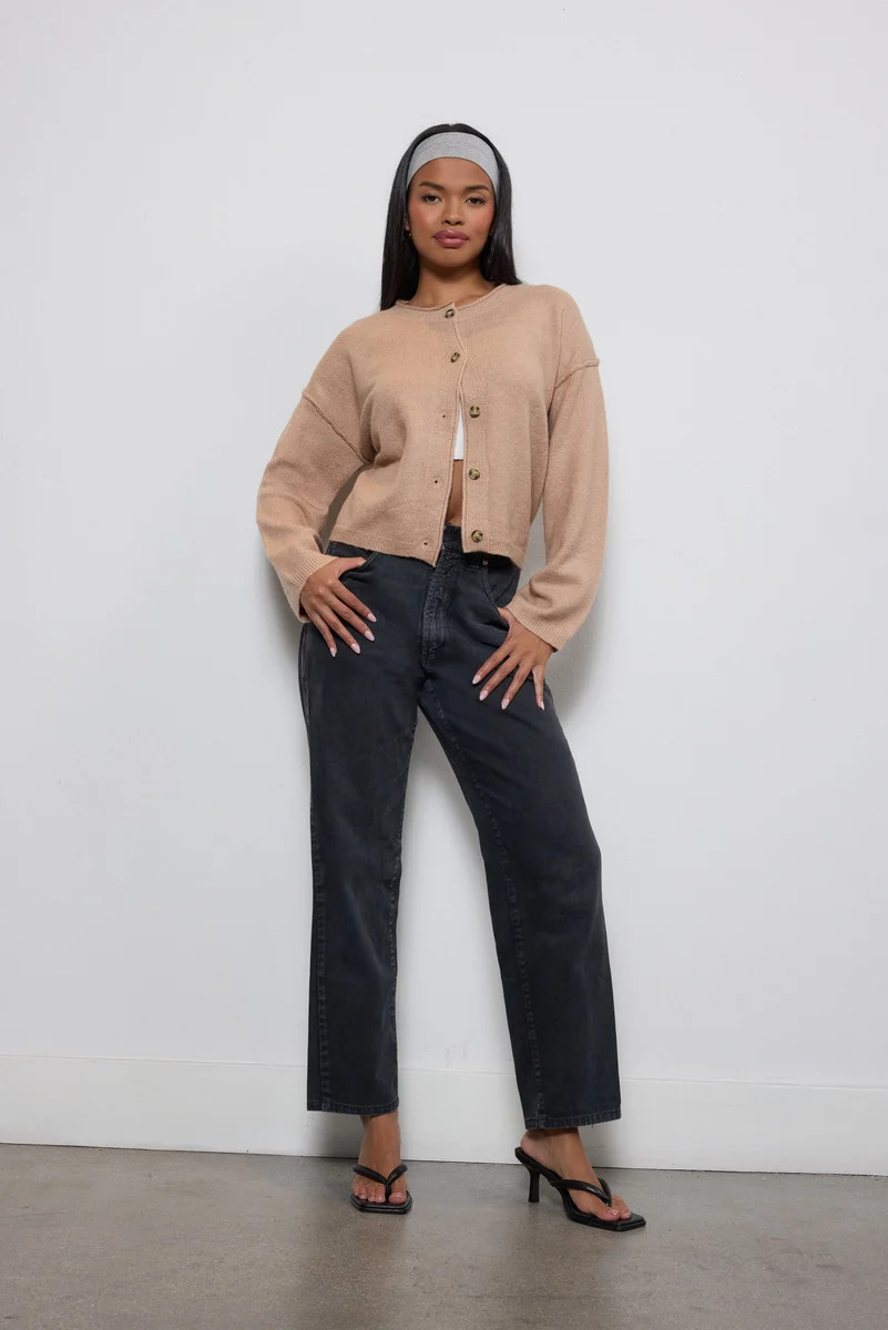 Button-Front Knit Cardigan
