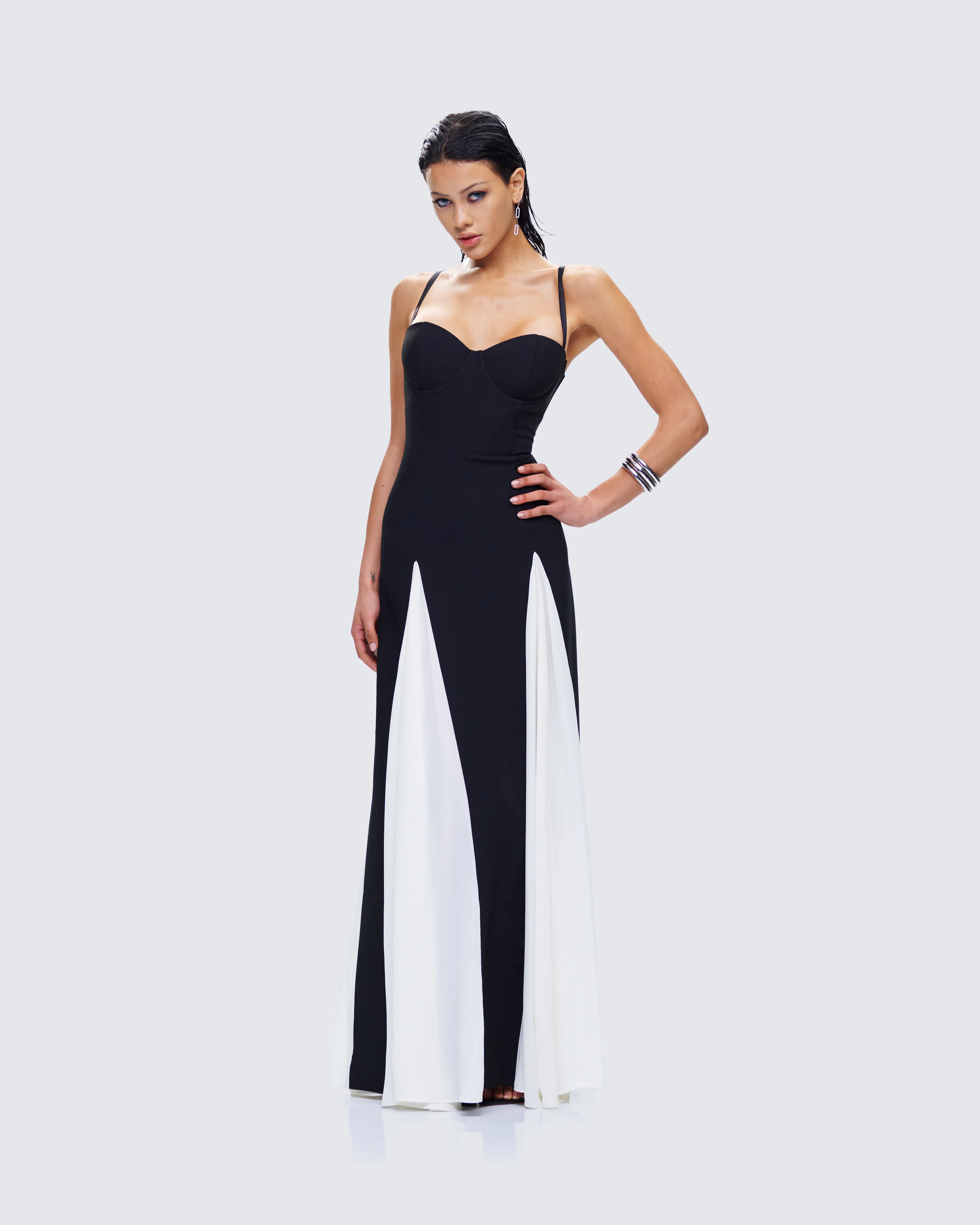 Skylah Black and White Gown