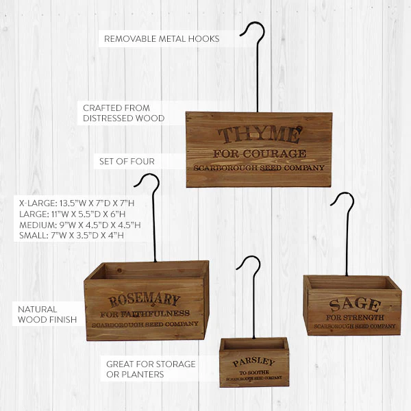 Wall Planters Indoor | Wooden Herb Buckets