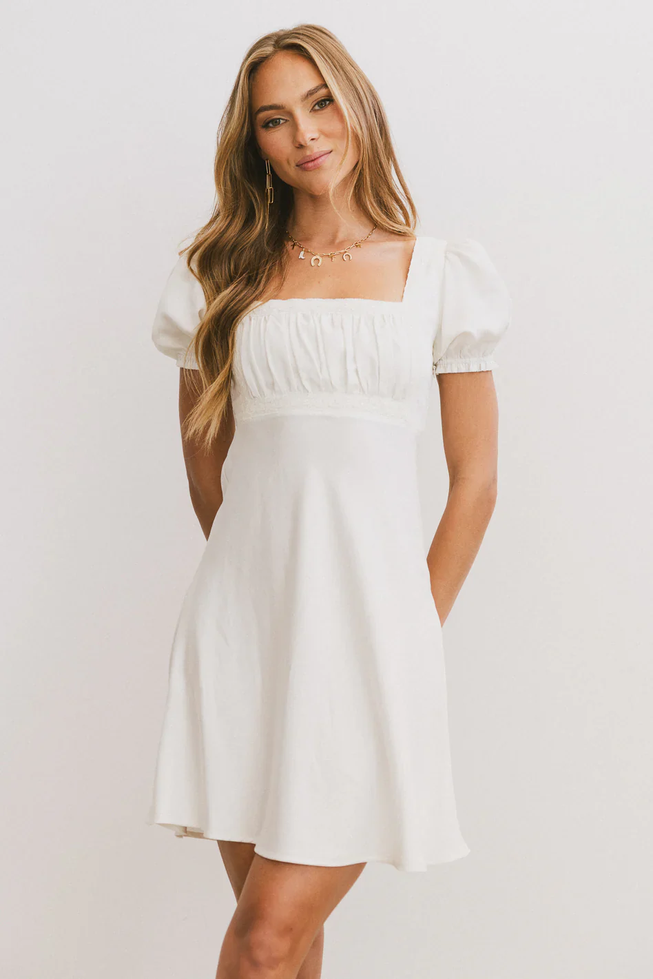 Harlee Lace Trim Mini Dress - luluinthesky
