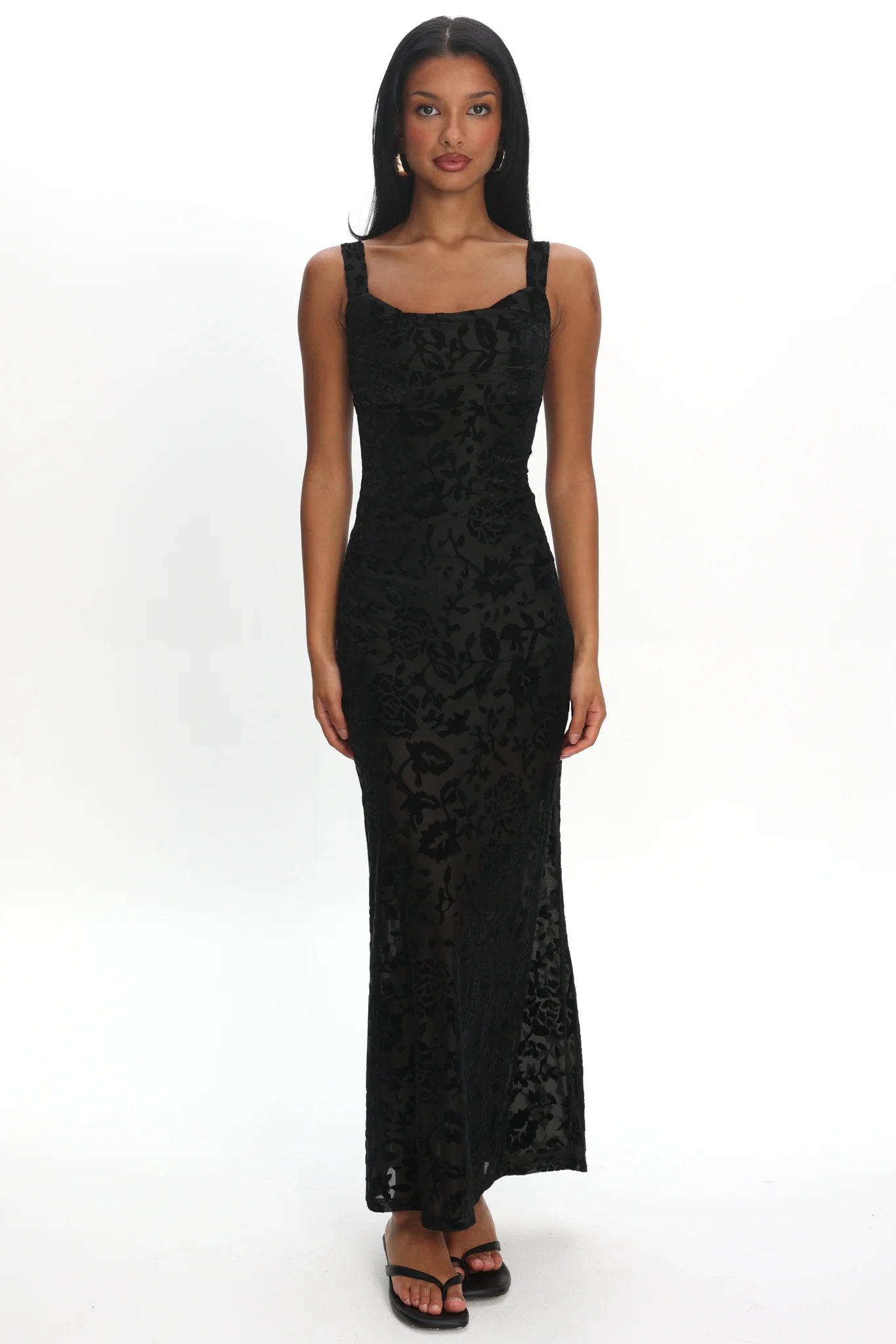 Casablanca Nights Tied Back Maxi Dress Flocked Floral