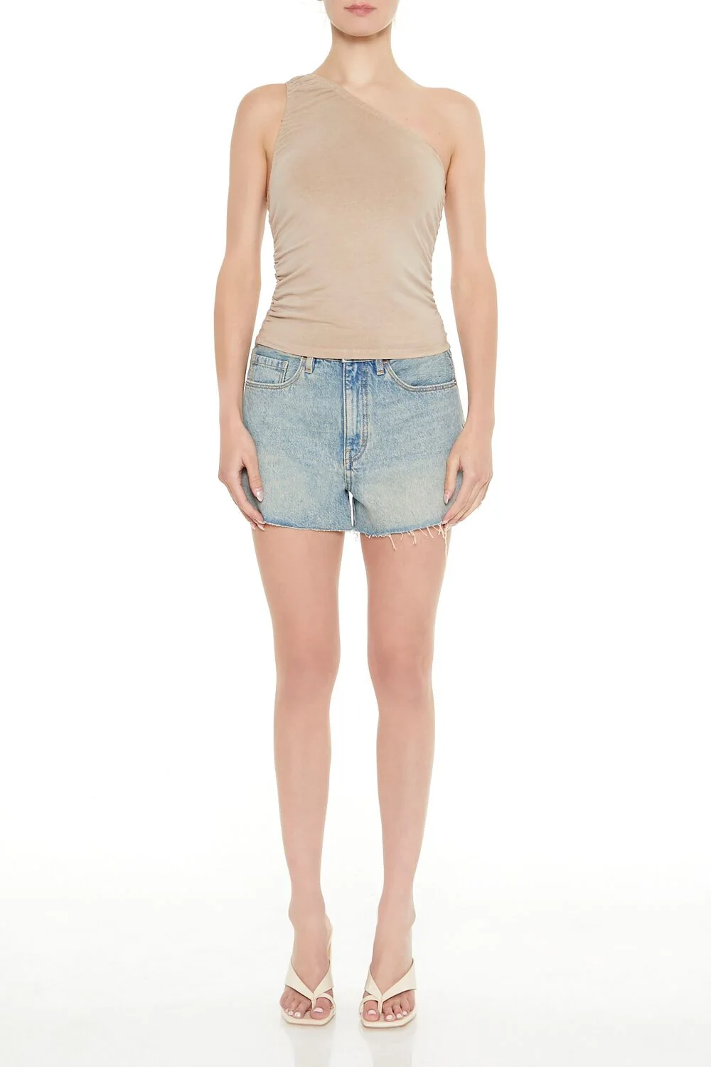 Ruched One-Shoulder Tank Top