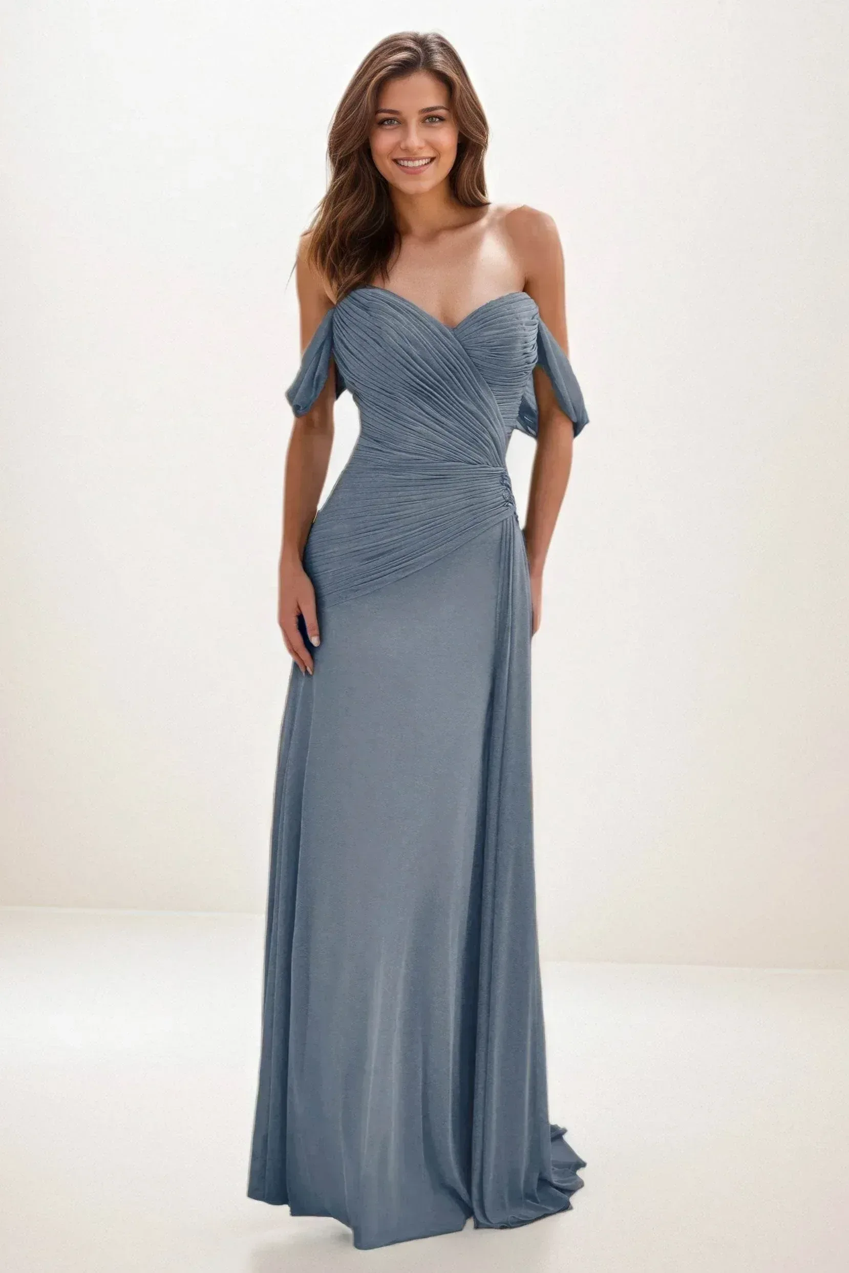 Sheath-Column Maxi Chiffon Wedding Guest Dress CG0288