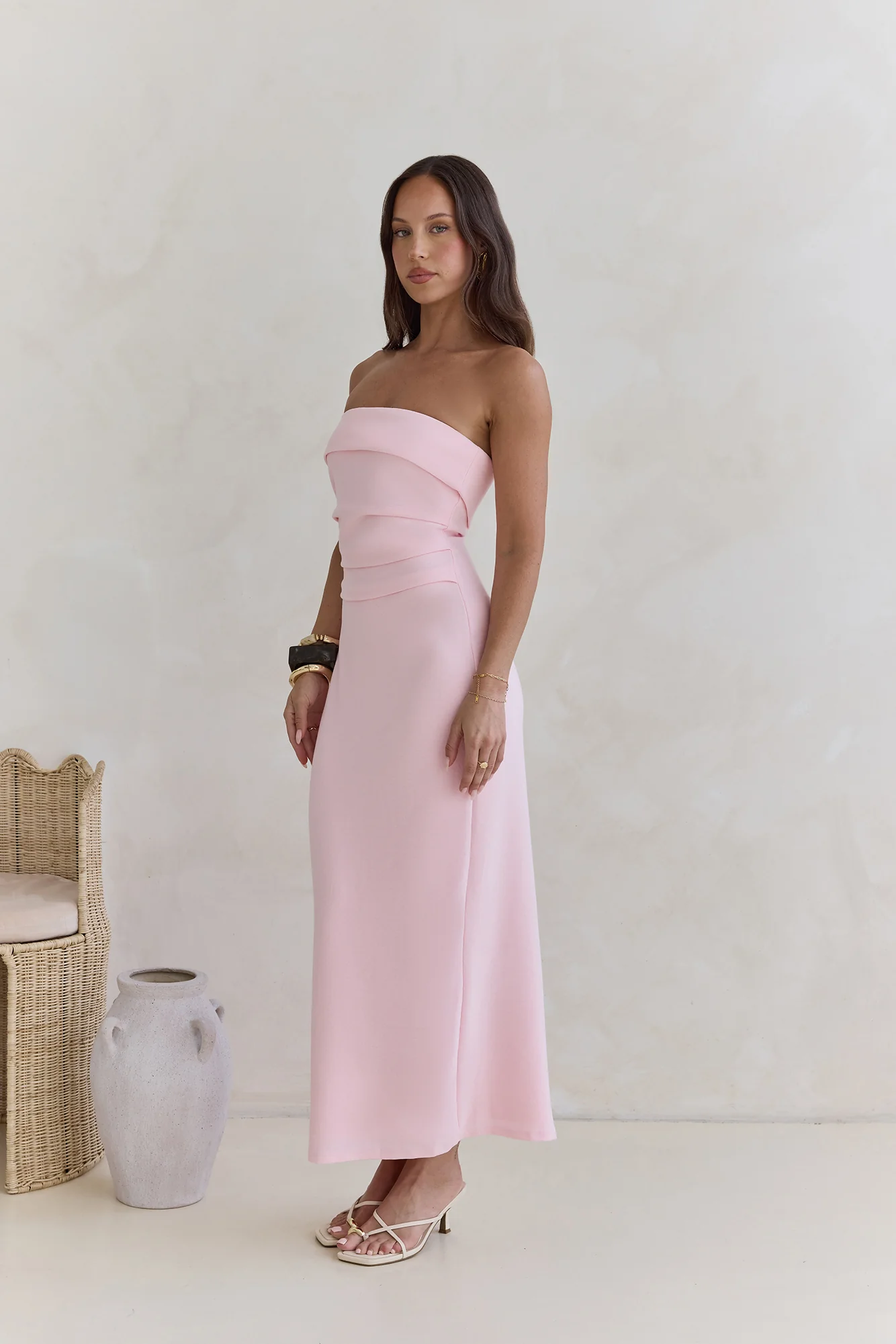 Sunny Daze Strapless Maxi Dress Pink