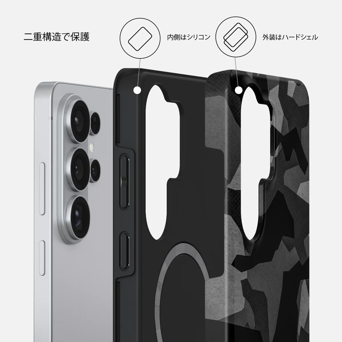 Night Black Camouflage - Samsung Galaxy S26 Ultra ケース