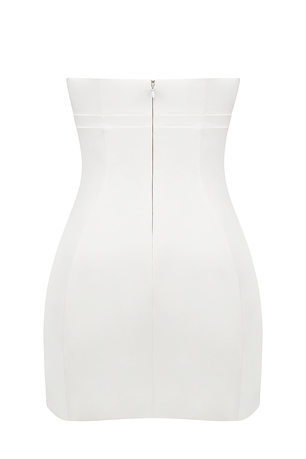 White Strapless Twill Mini Dress