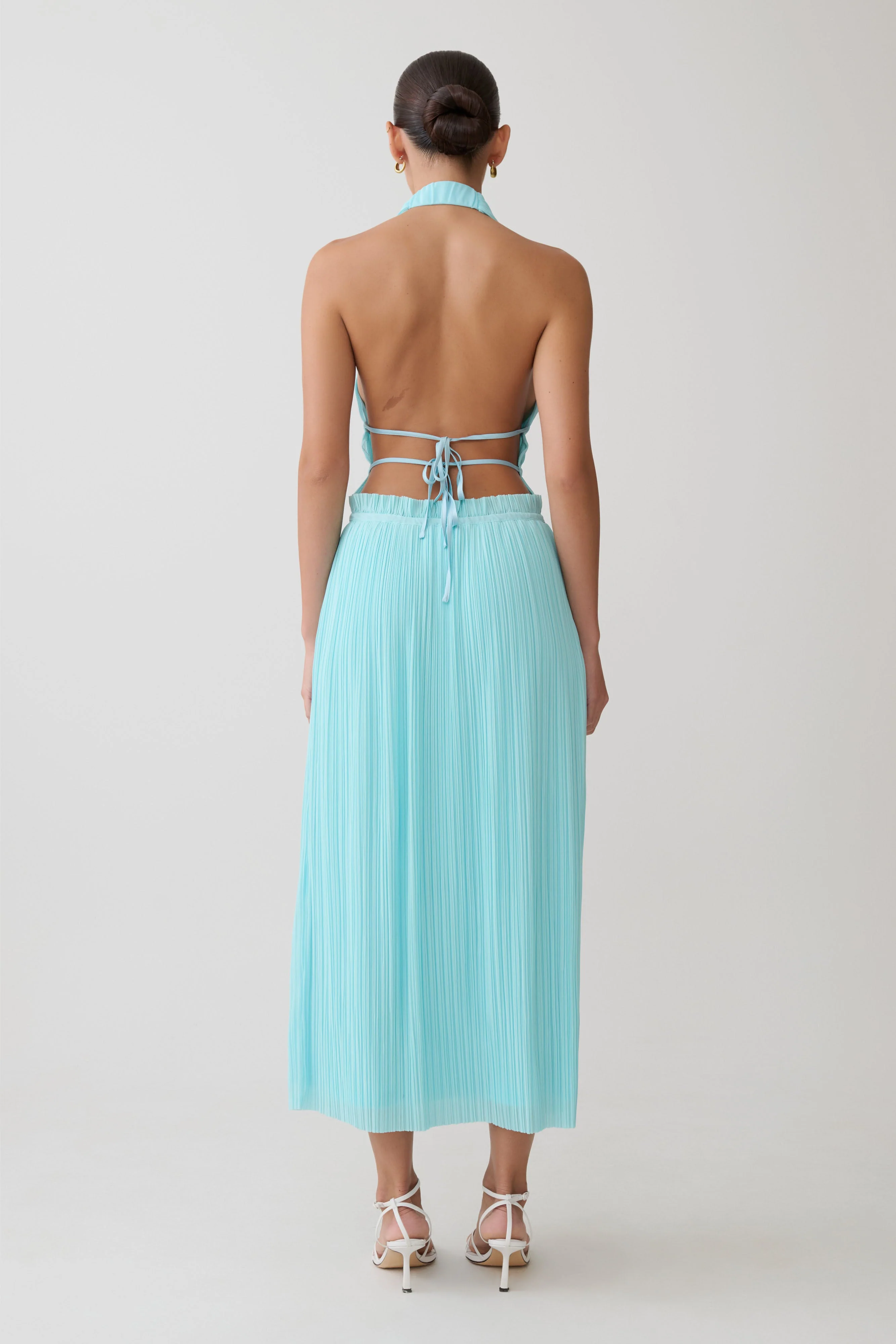 Thien Cowl Halter Midi Dress - Blue