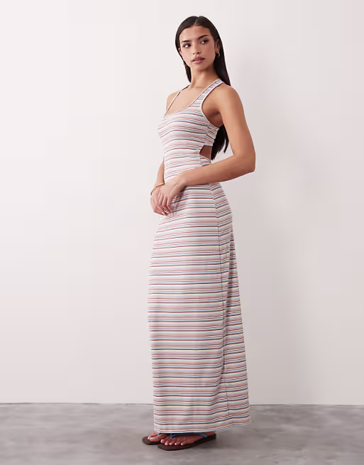South Beach stripe jersey maxi dress in multi