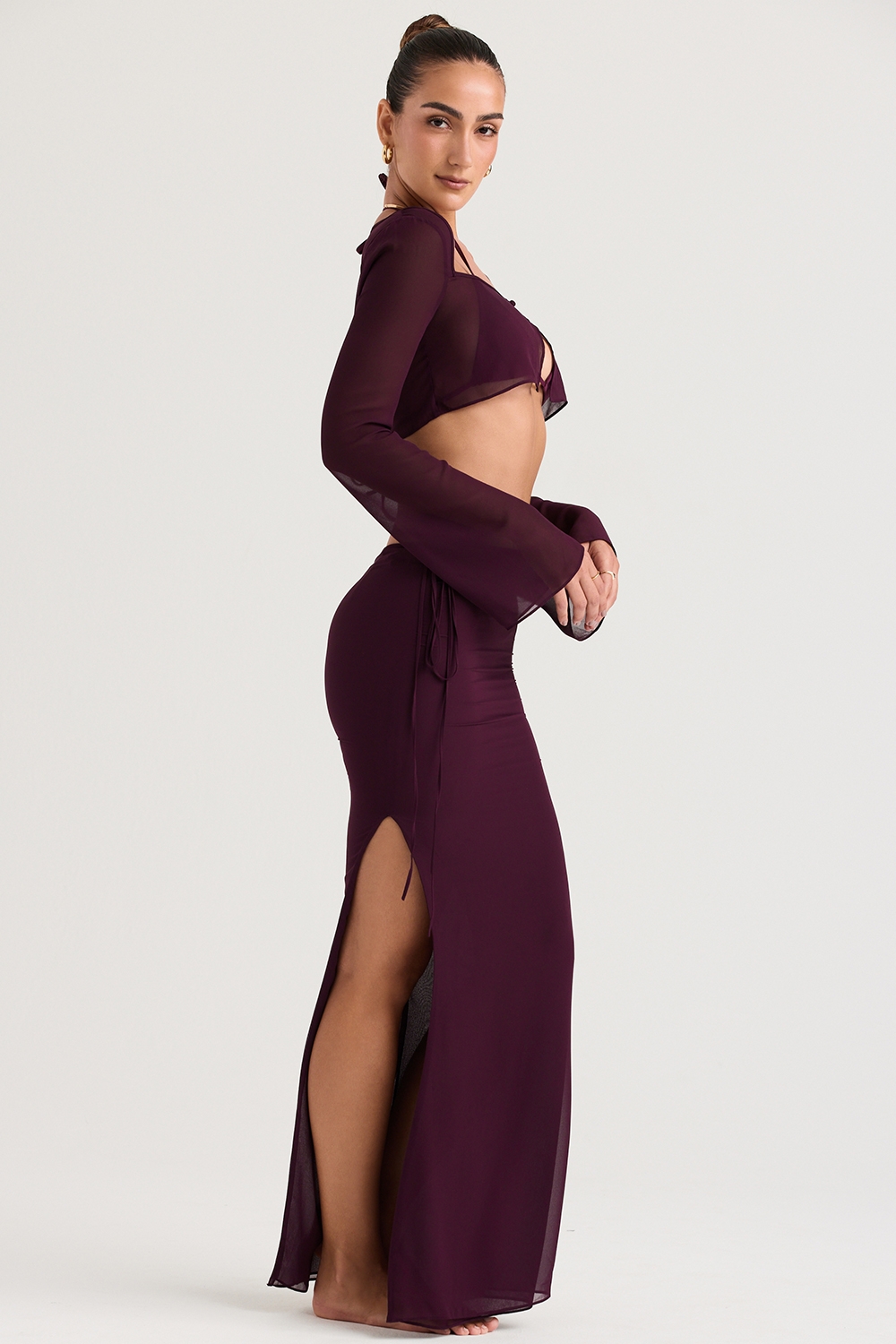 Prune Cutout Maxi Skirt