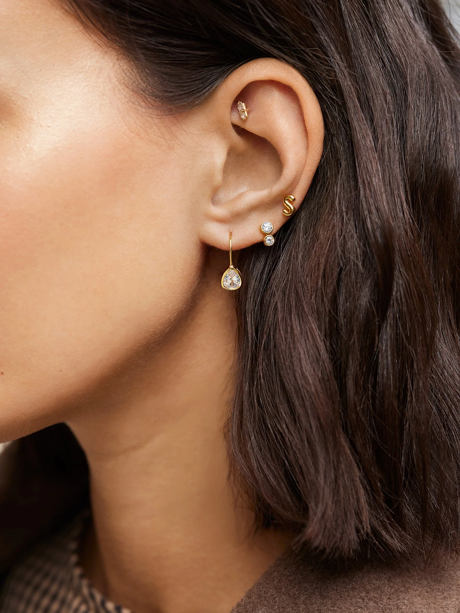 Drew 14K Gold Earrings - Gold/Pavé