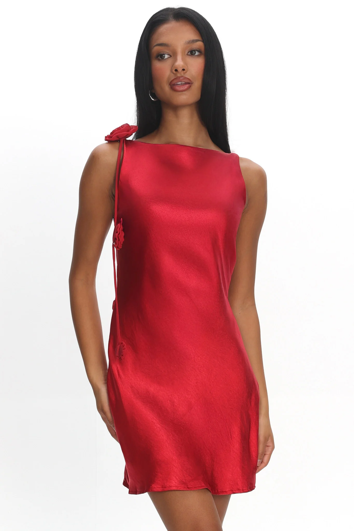 Collecting Memories Backless Rosette String Mini Dress Red