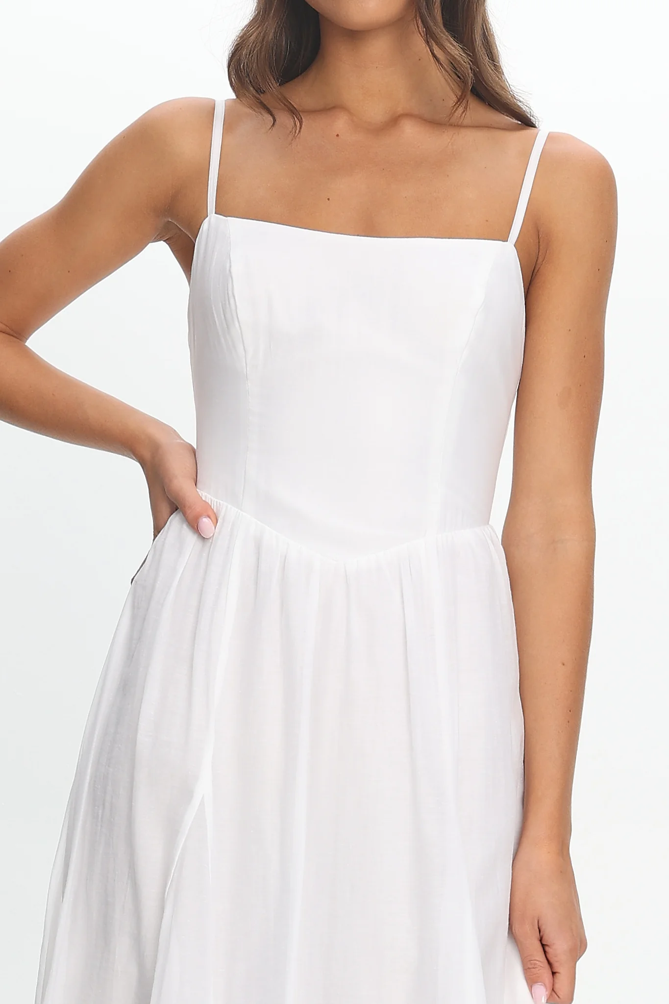 Dulce Scoop Neck Midi Dress White