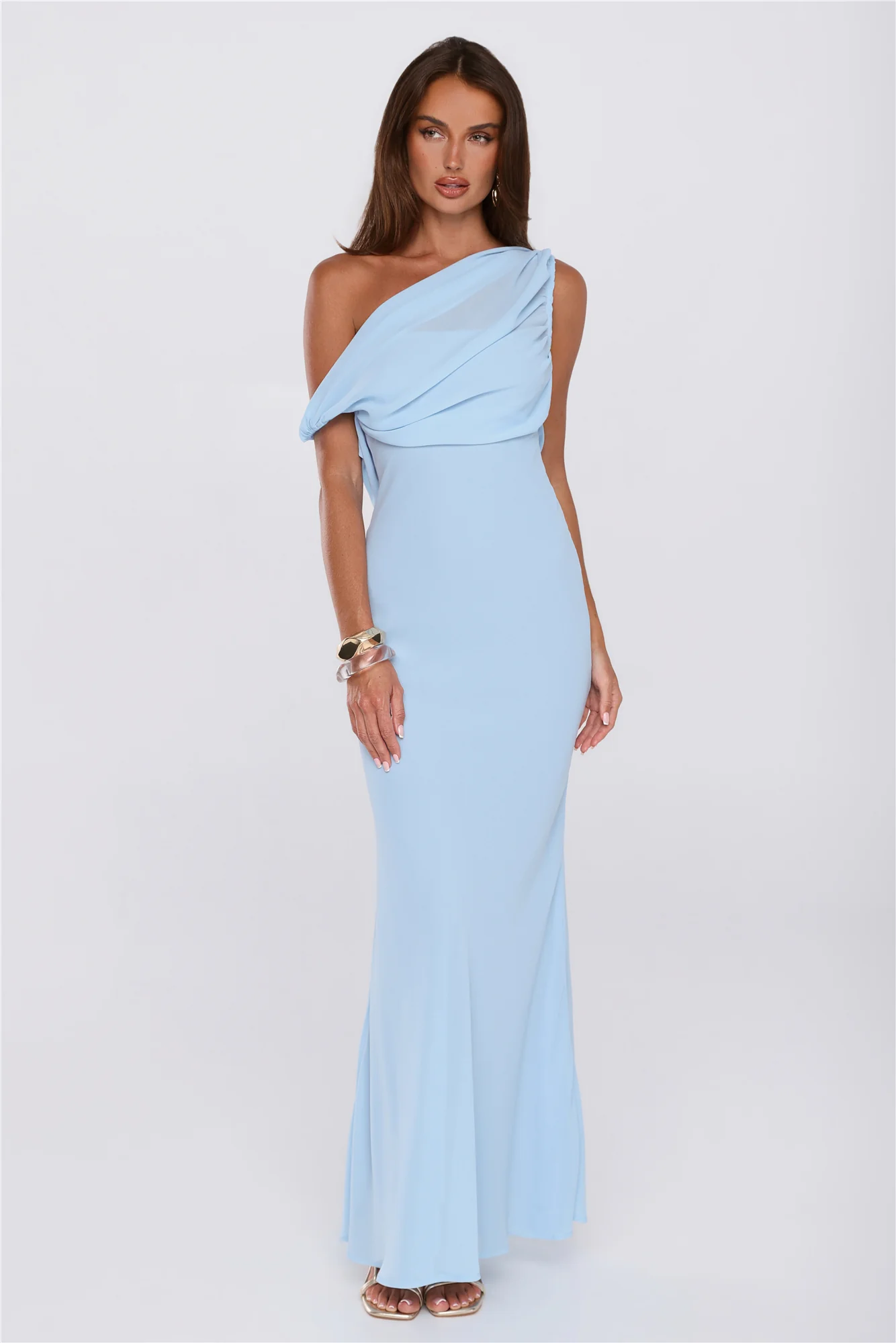 Untamed Luxe Off Shoulder Maxi Dress Blue - luluinthesky