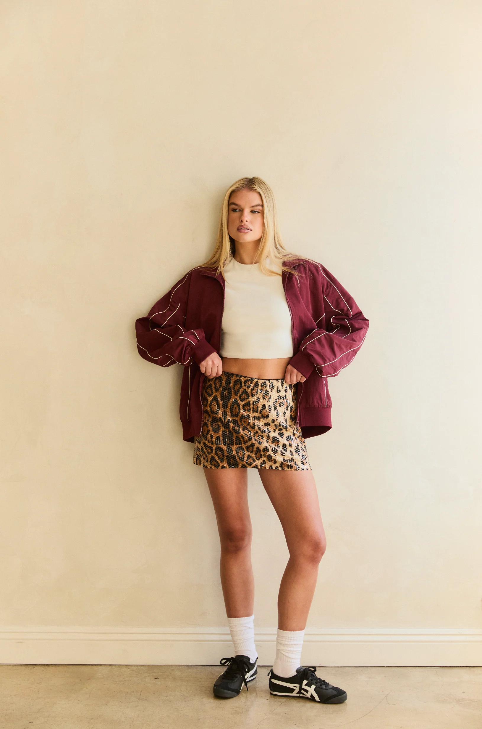 Leopard Sequin Mini Skirt