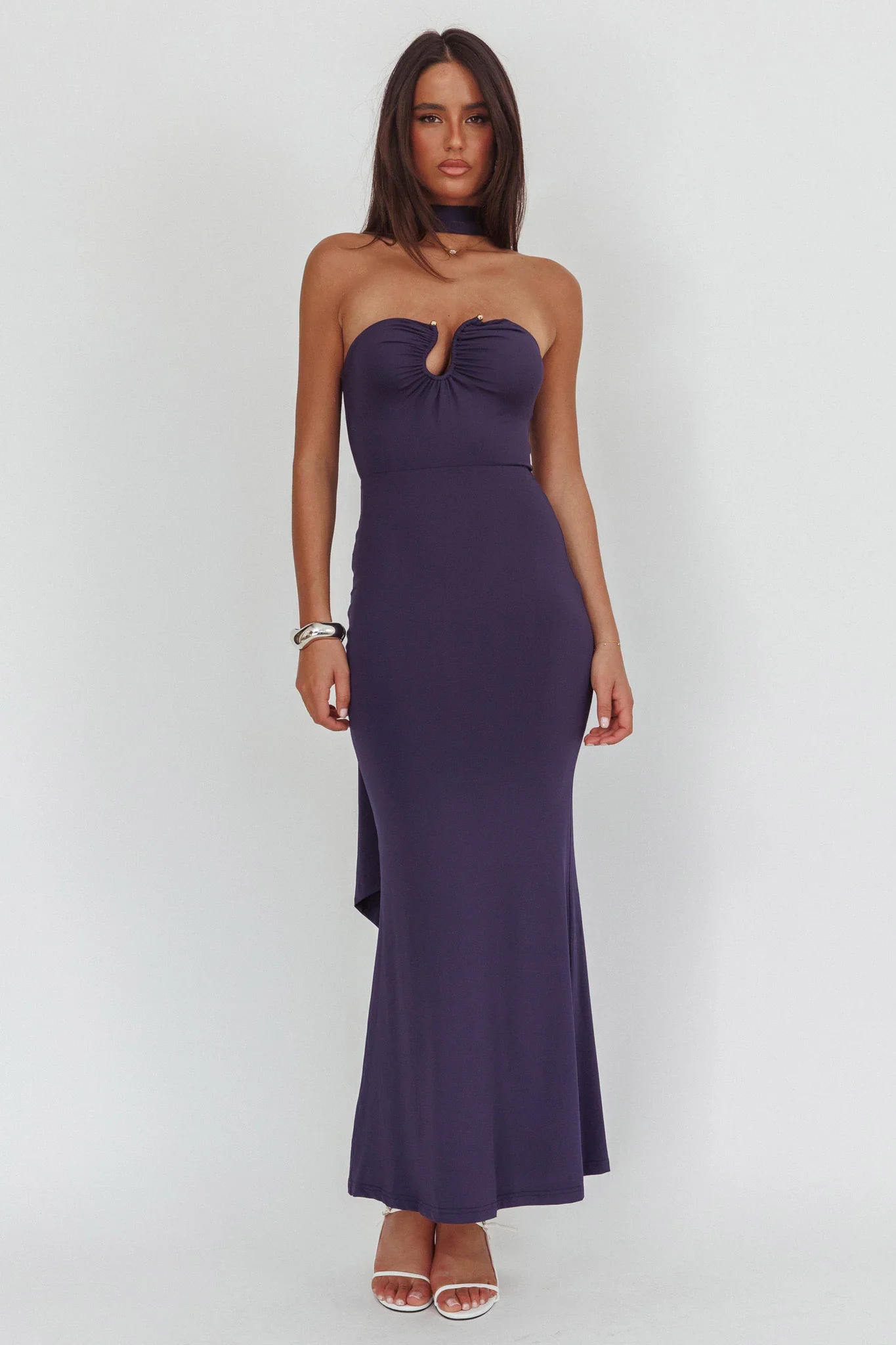 Raeva Strapless Scarf Maxi Dress Navy