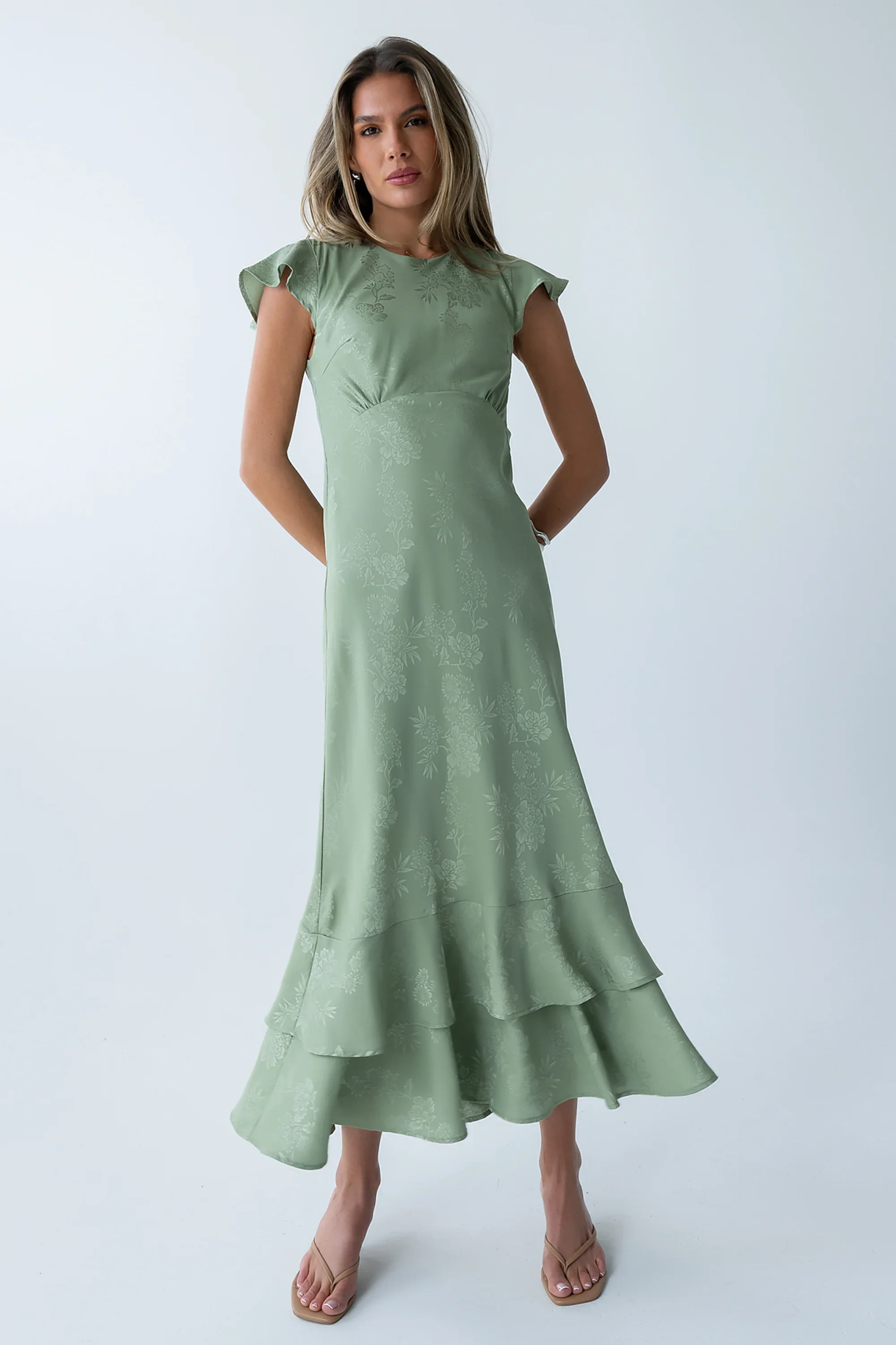 Mateo Floral Maxi Dress in Green - luluinthesky