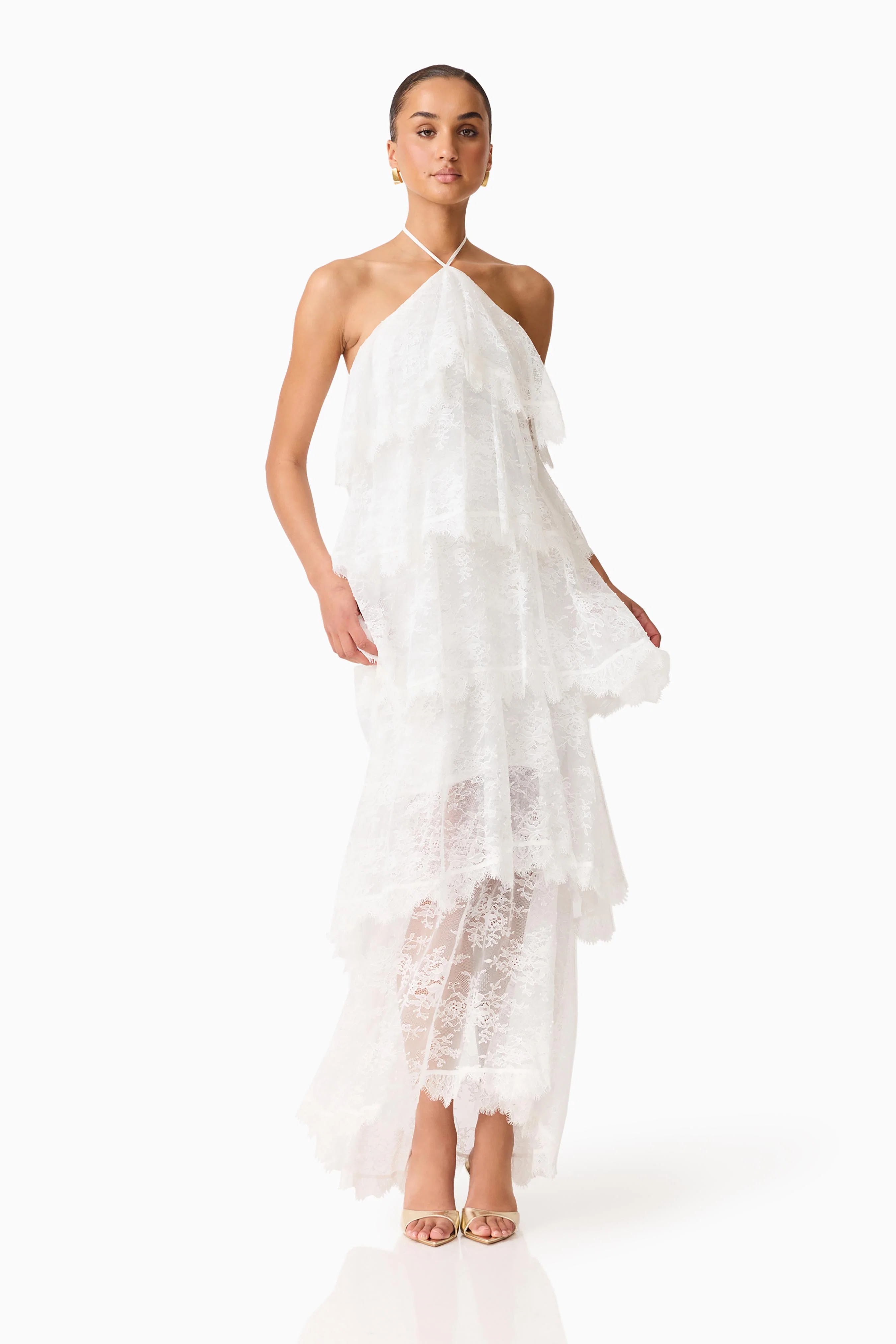 Evelin Lace Gown in White