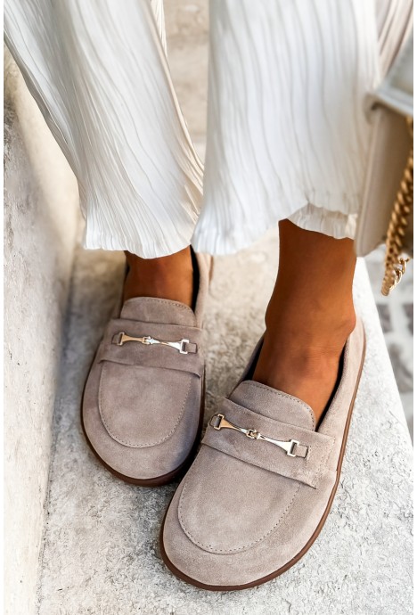 Zamszowe mokasyny barefoot Lazea cappucino