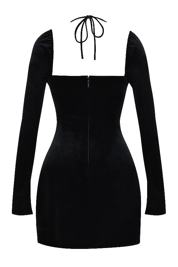 Black Velvet Halter Mini Dress