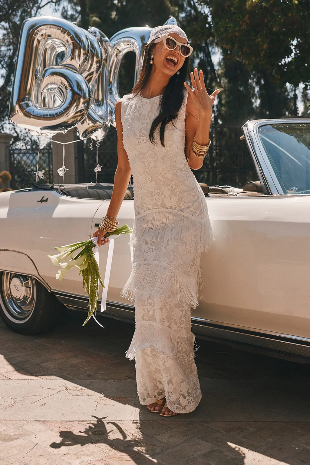Shadows White Lace Fringe Maxi Dress