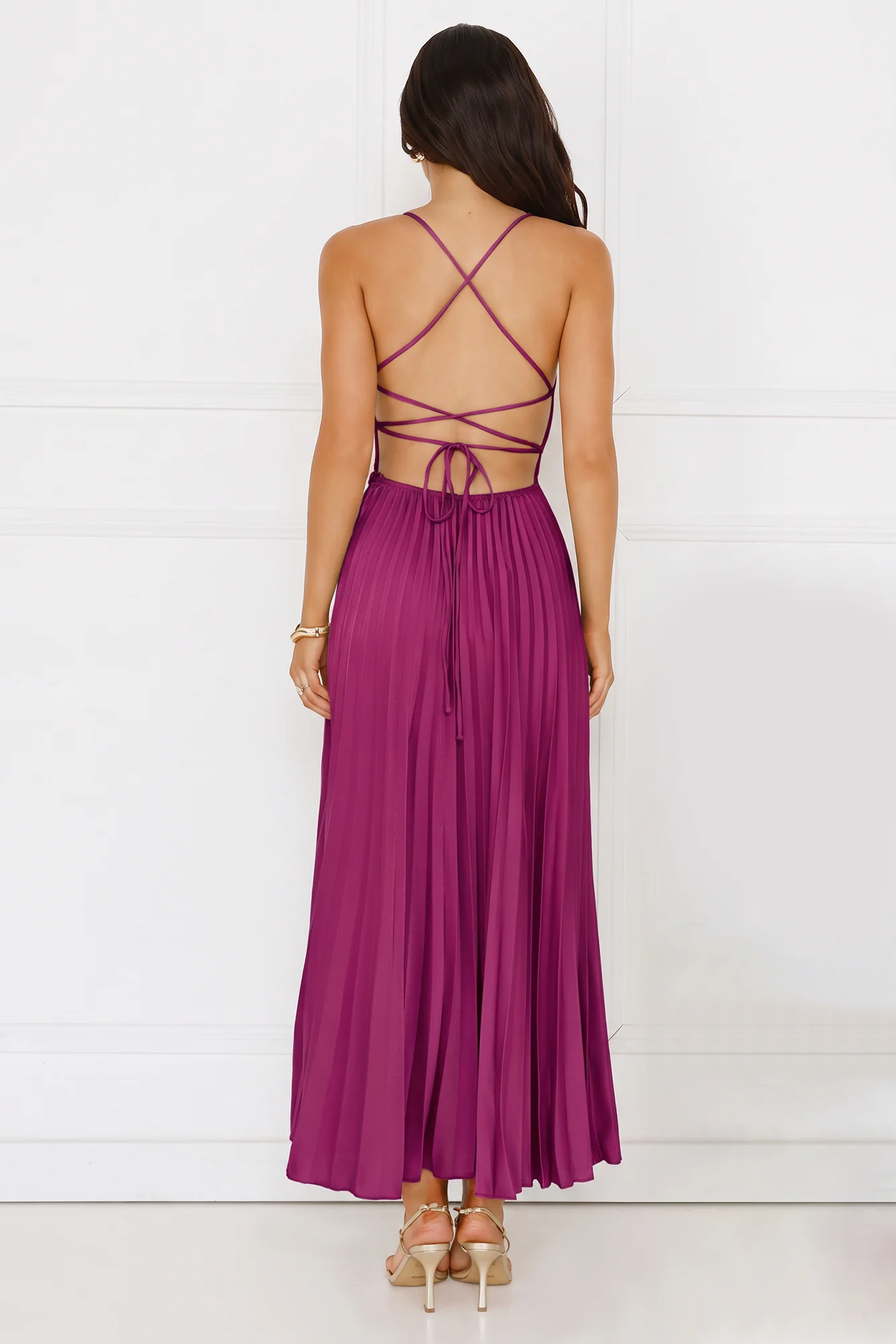Exclusive Invite Satin Maxi Dress Plum