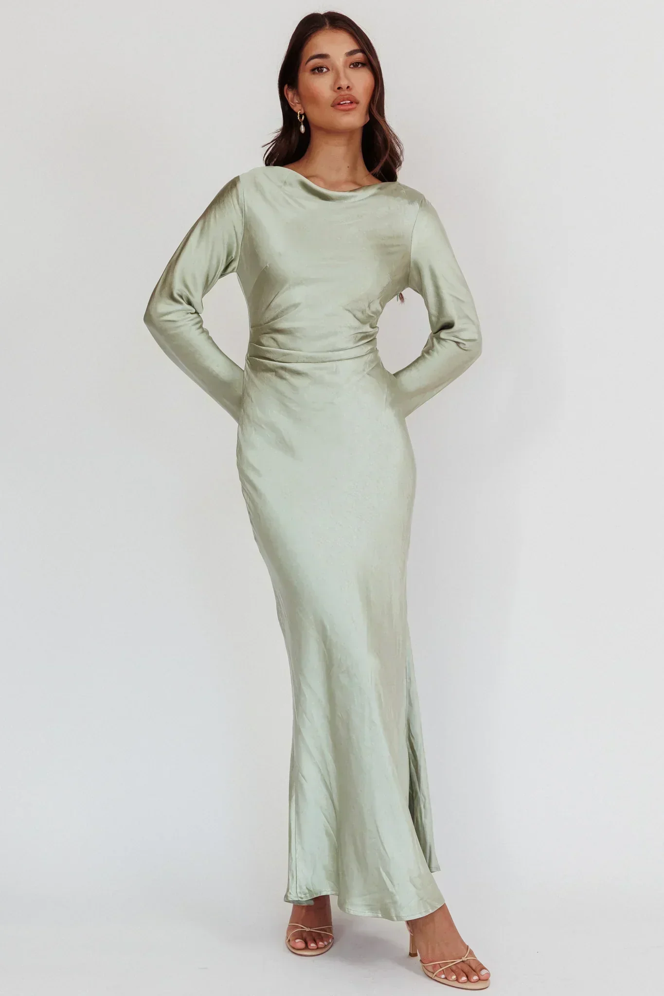 Loveland Cowl Back Midi Dress Sage