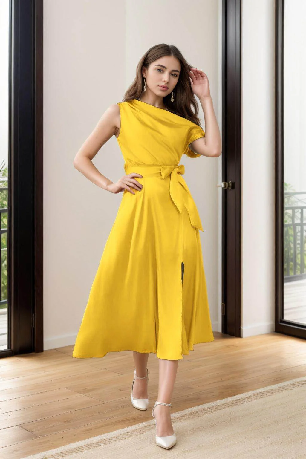 Sheath-Column Tea Length Silk-Like Graduation Dresses CS0540