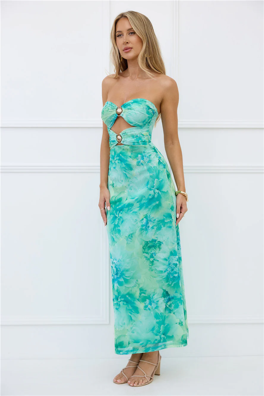 Body Language Strapless Maxi Dress Green