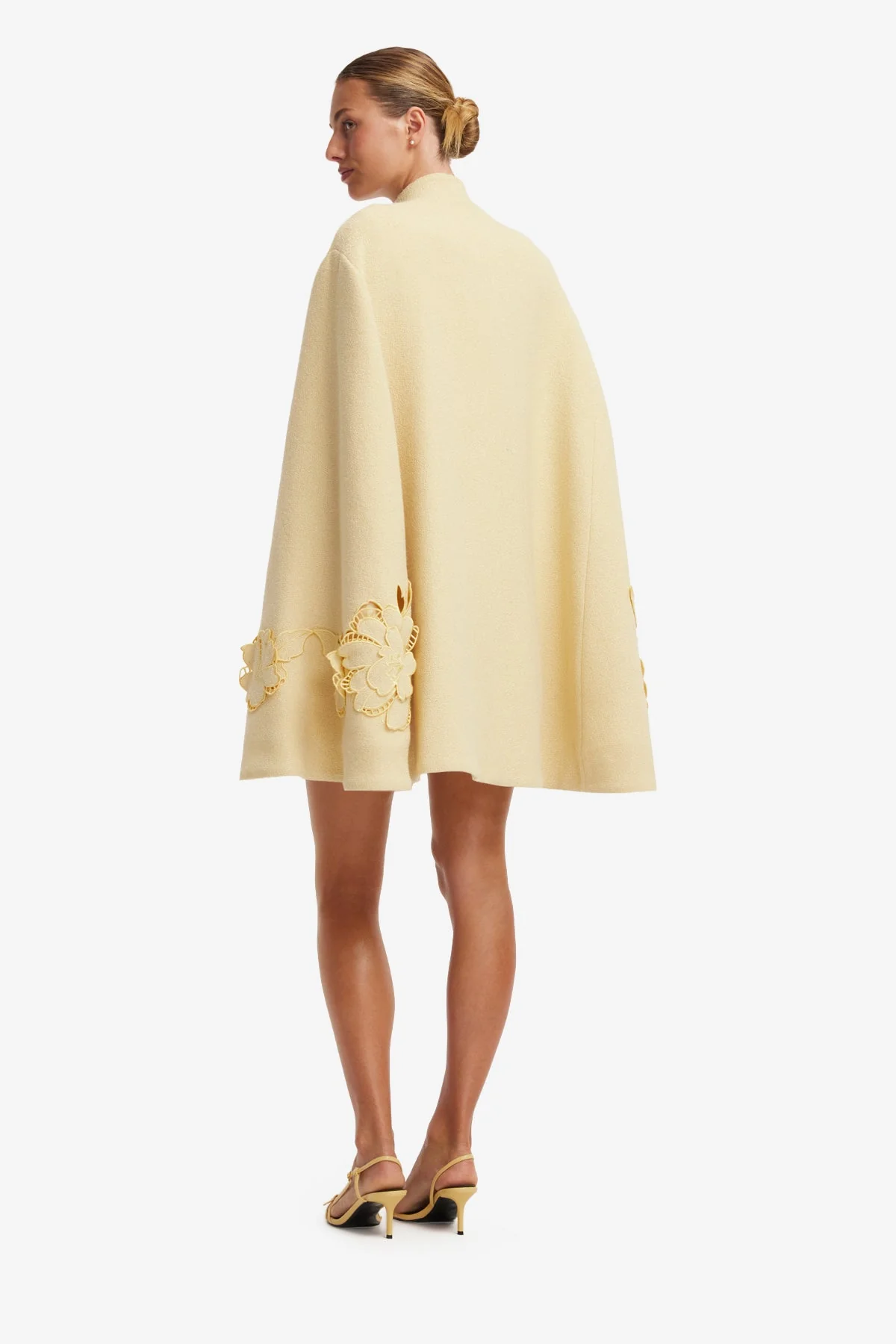 Sloane Appliqué Tweed Cape Jacket - Dusty Yellow