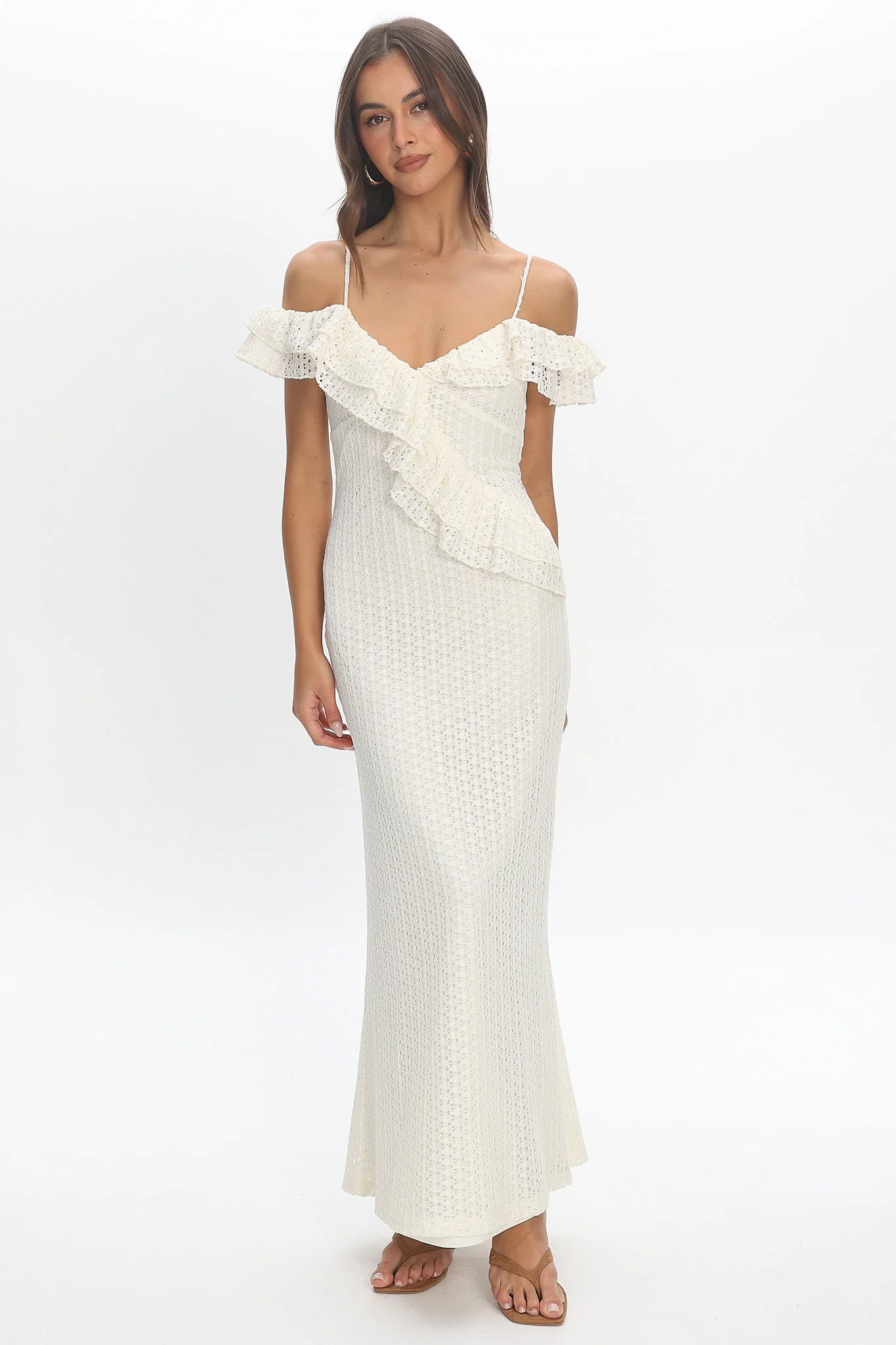 Nobleese Crochet Maxi Dress Ivory