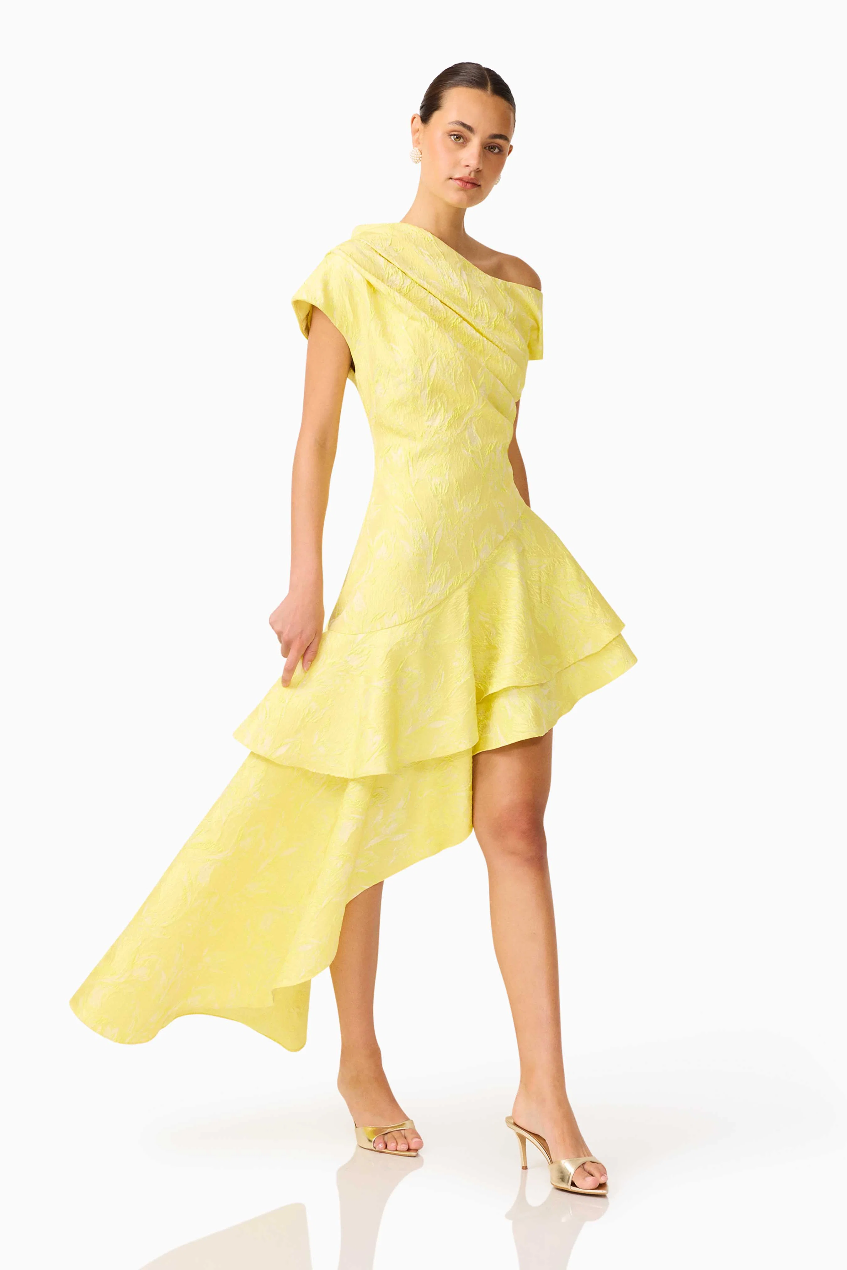 Luella Asymmetrical Gown in Yellow