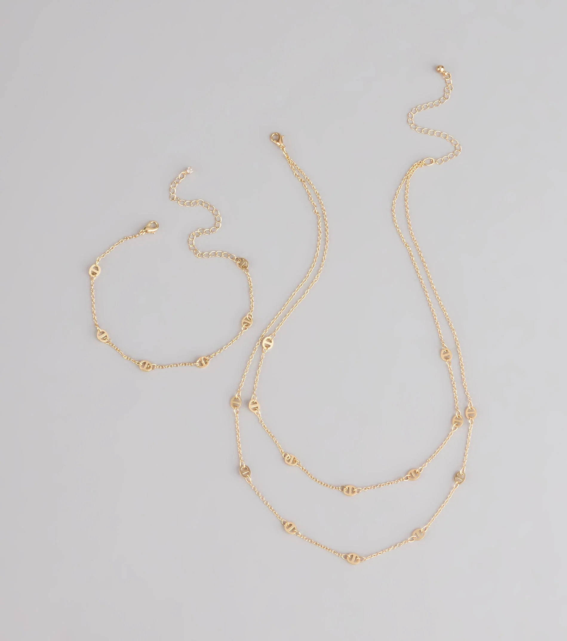 Twice As Chic Layered Necklace And Bracelet Set