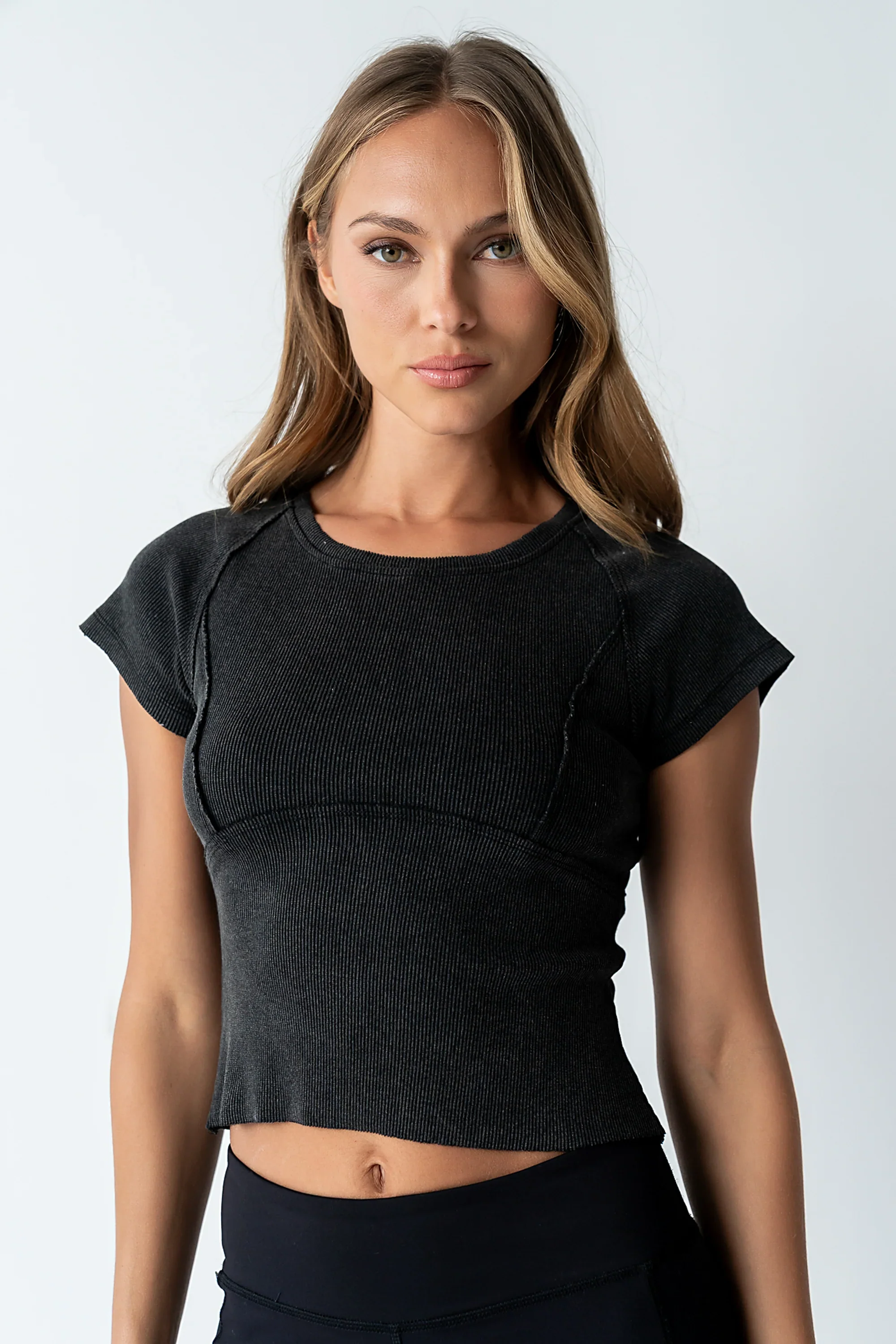 Millie Reverse Seam Top in Black