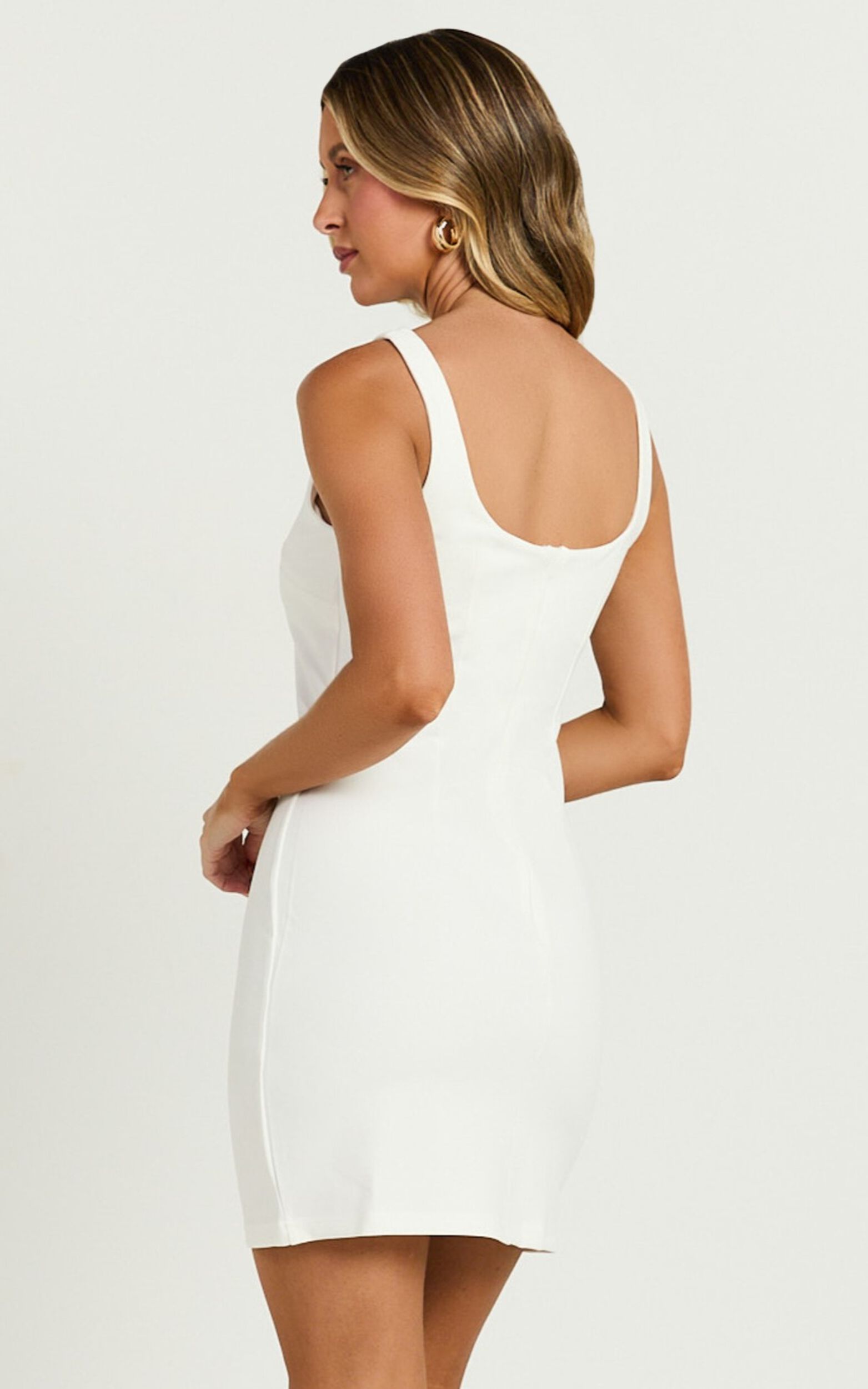 Bindi Boat Neck Bodycon Mini Dress in White