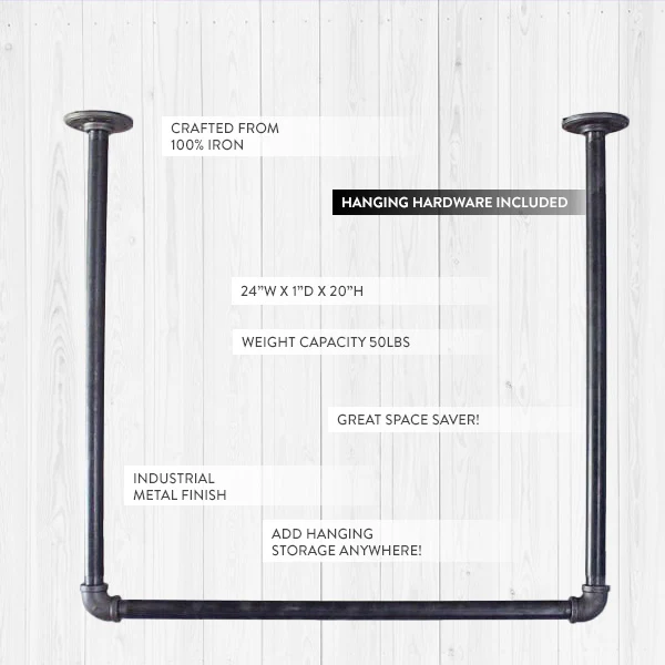 Space Saving Industrial Piping Ceiling Hang Bar