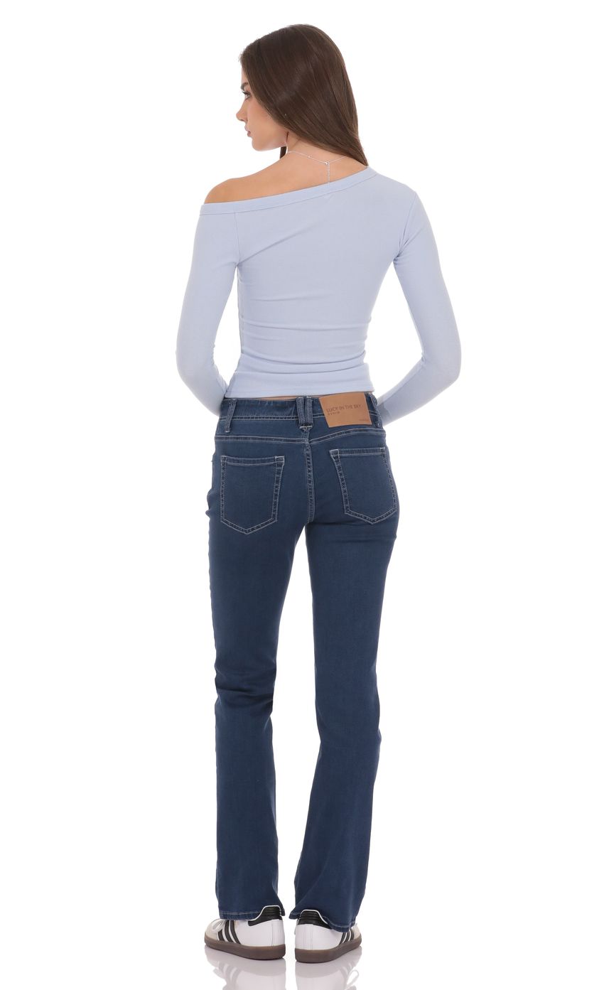 Button-Fly Slim Jeans in Dark Blue