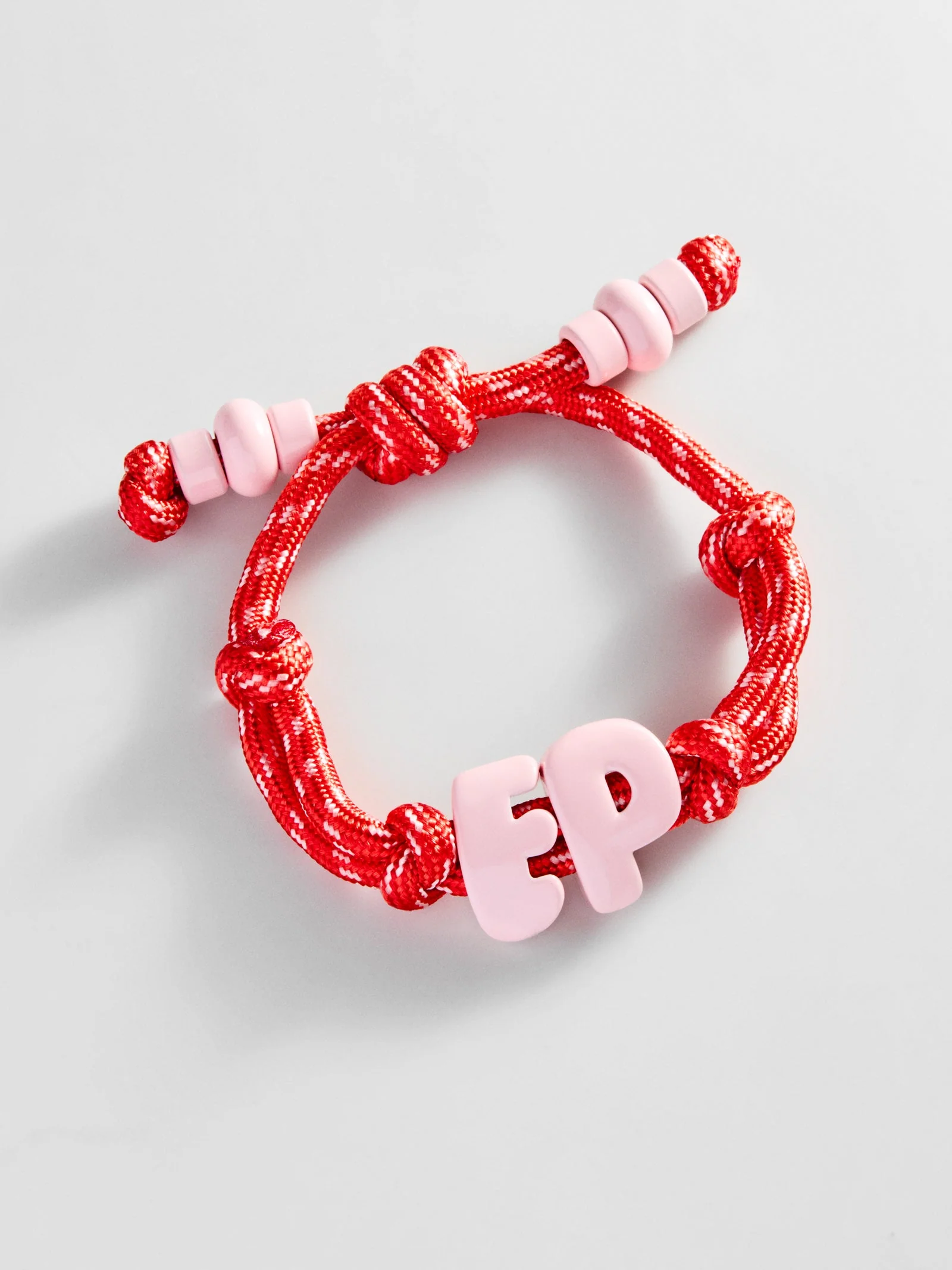 Knotty Enamel Initial Custom Bracelet - Red/Pink Double Letter