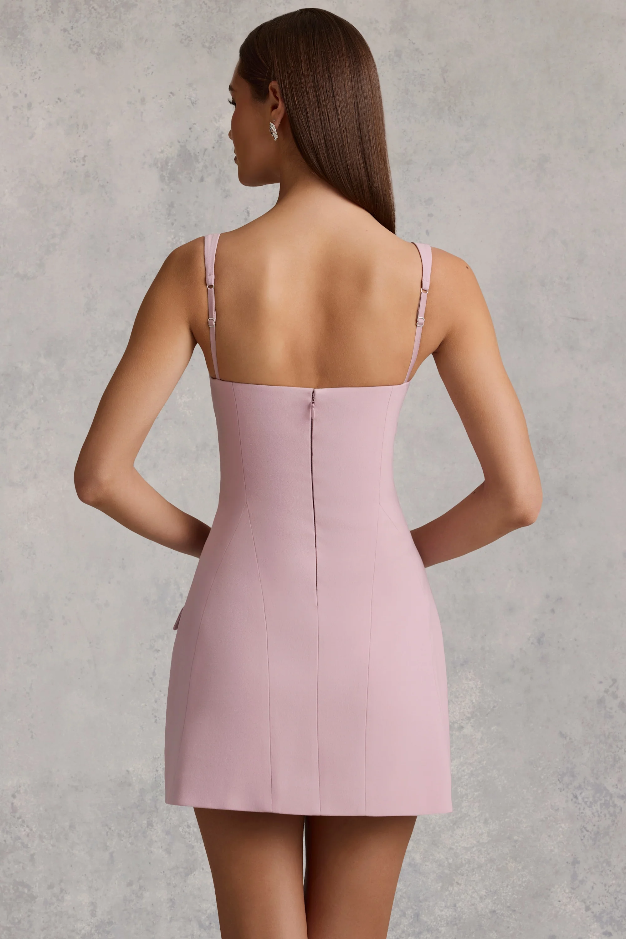 Cut-Out Structured A-Line Mini Dress in Mauve