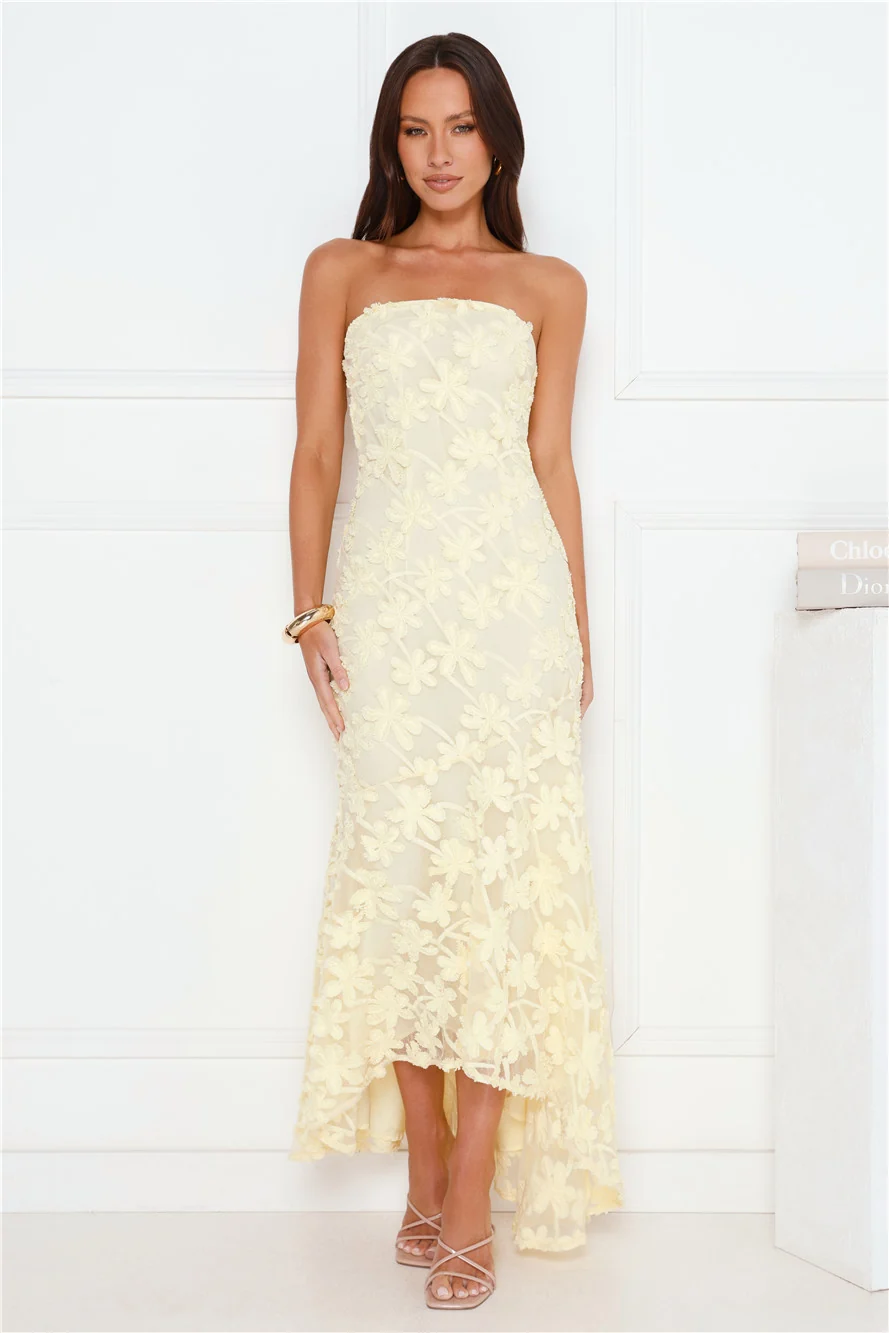 Urban Petal Strapless Maxi Dress Yellow