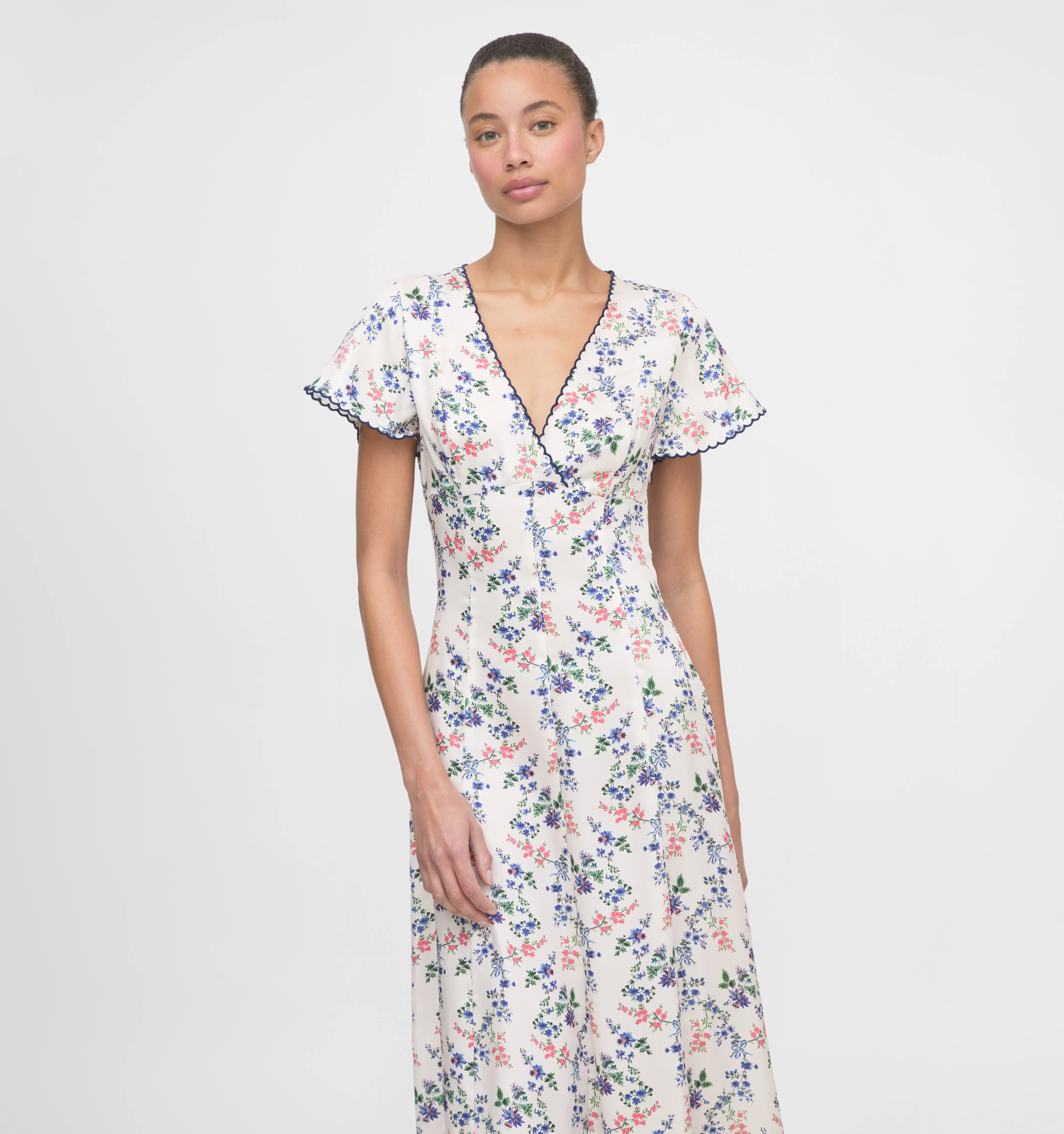 The Brie Dress - Scallop Bow Chintz Pink